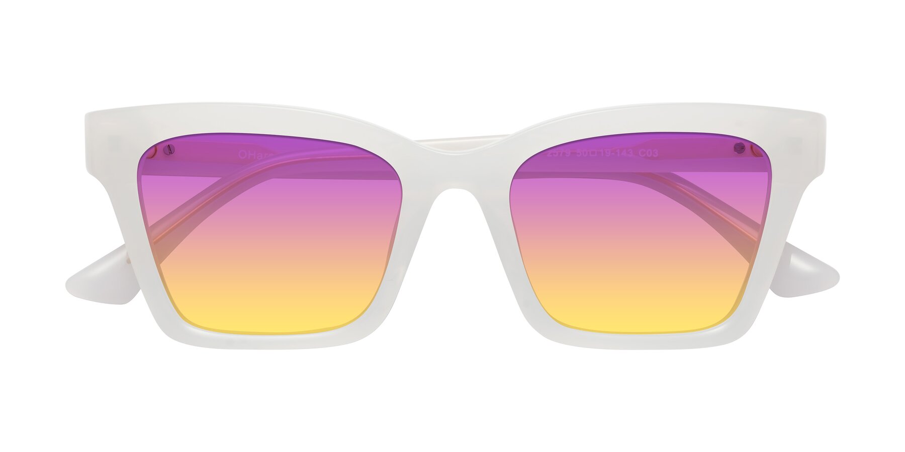 Folded Front of OHare in Snow White with Purple / Yellow Gradient Lenses