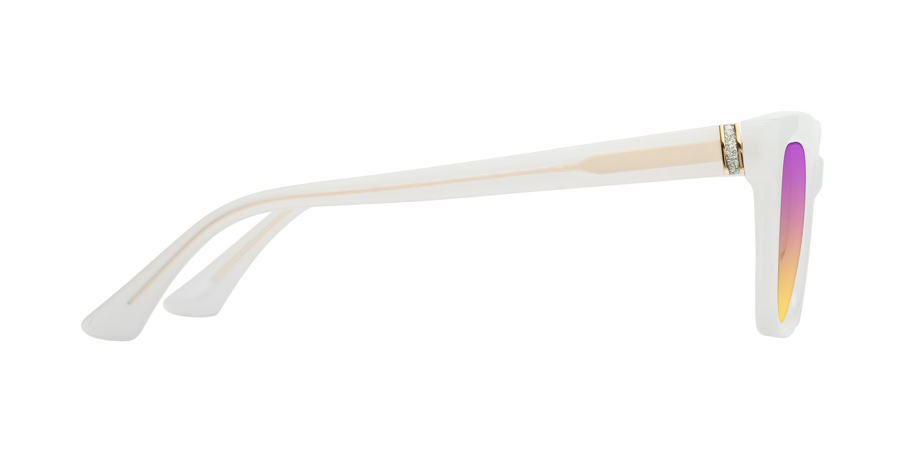 Side of OHare in Snow White with Purple / Yellow Gradient Lenses