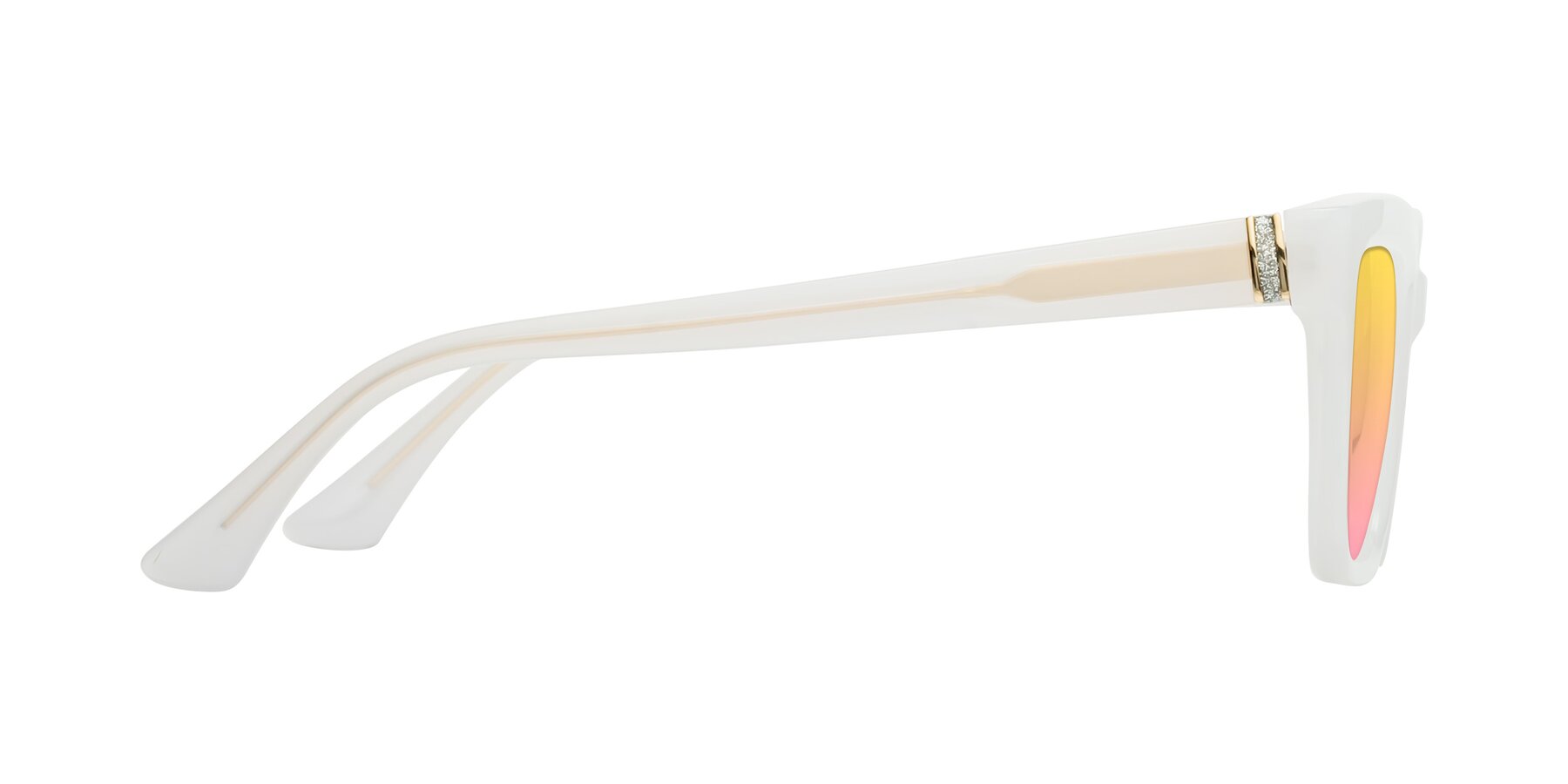 Side of OHare in Snow White with Yellow / Pink Gradient Lenses