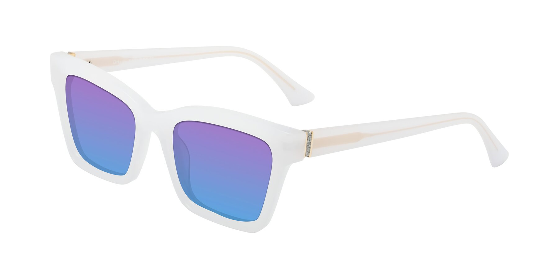 Angle of OHare in Snow White with Purple / Blue Gradient Lenses