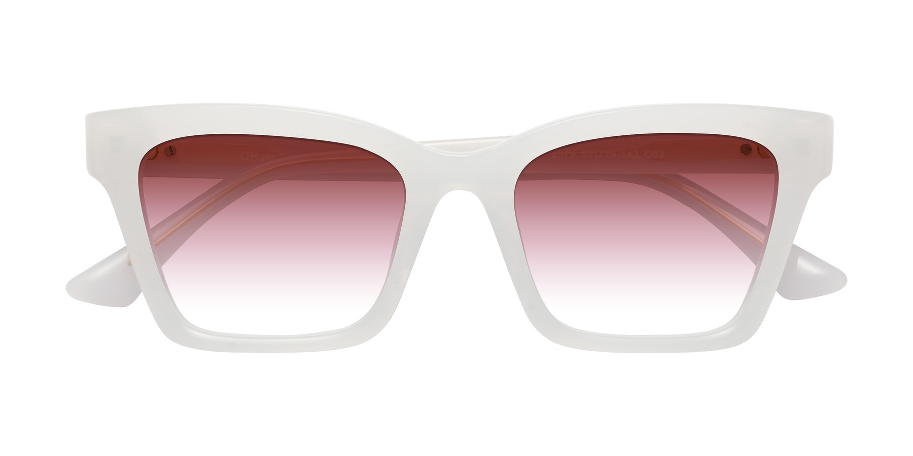 Folded Front of OHare in Snow White with Garnet Gradient Lenses