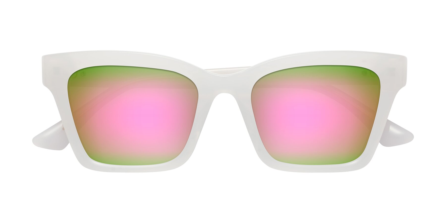 Folded Front of OHare in Snow White with Pink Mirrored Lenses