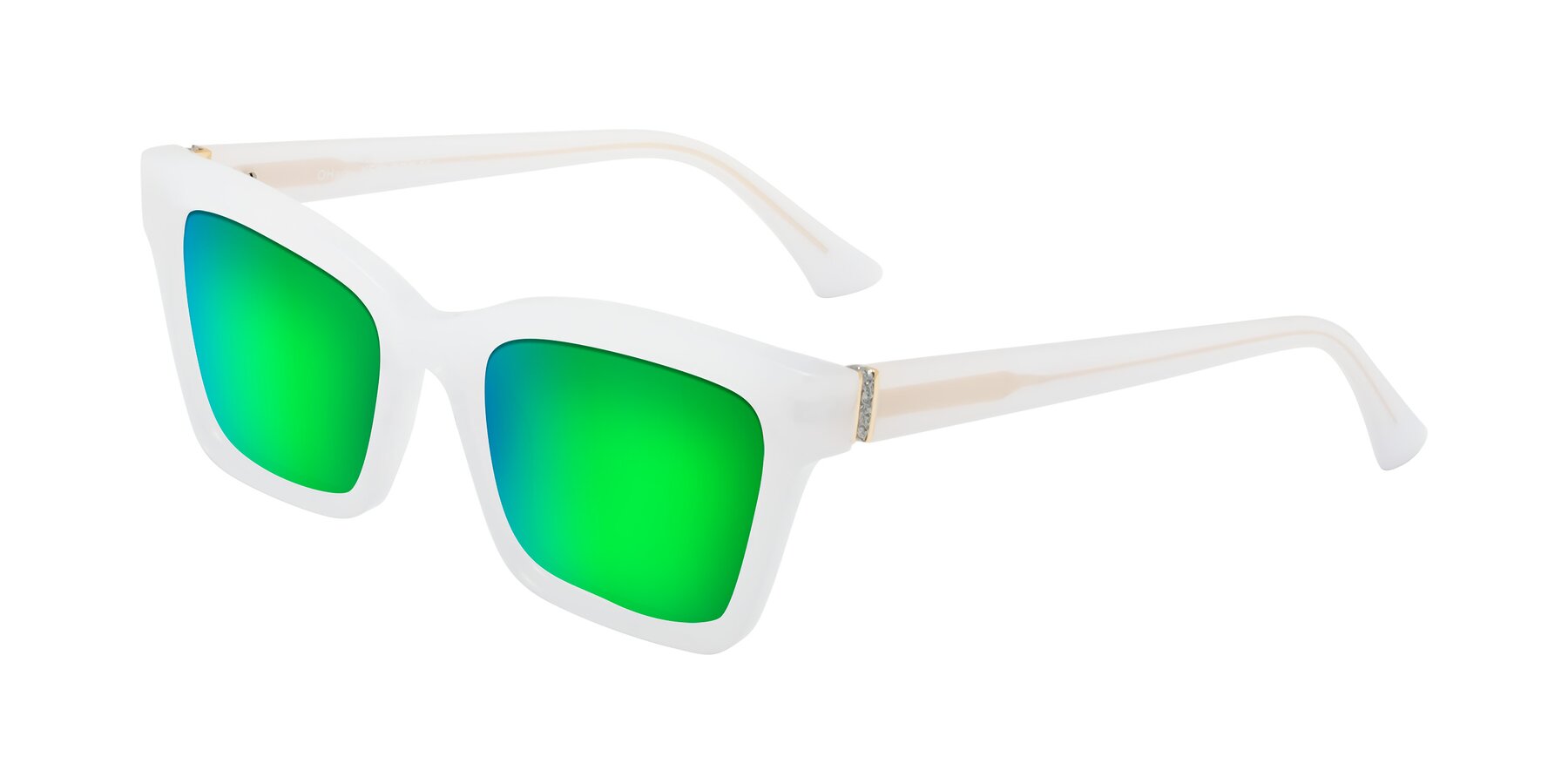 Angle of OHare in Snow White with Green Mirrored Lenses