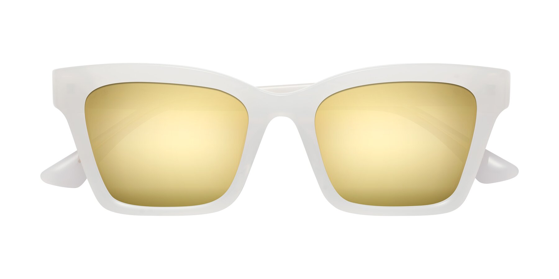 Folded Front of OHare in Snow White with Gold Mirrored Lenses