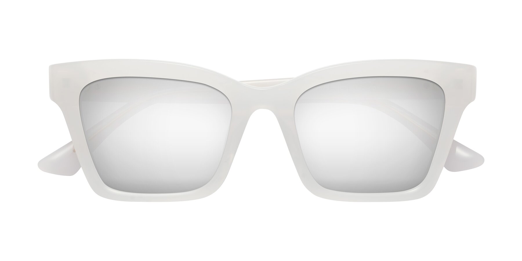 Folded Front of OHare in Snow White with Silver Mirrored Lenses