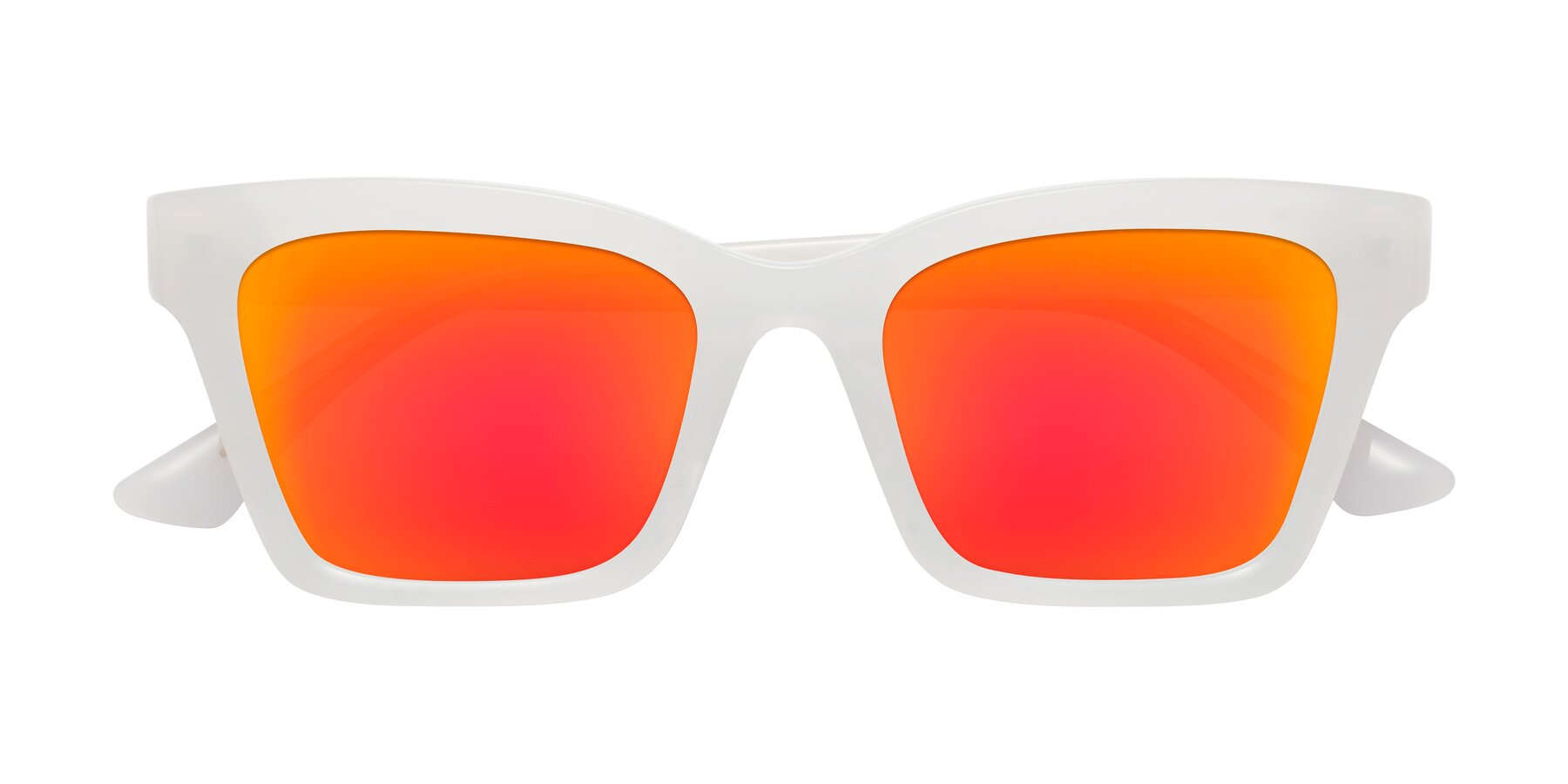 Folded Front of OHare in Snow White with Red Gold Mirrored Lenses