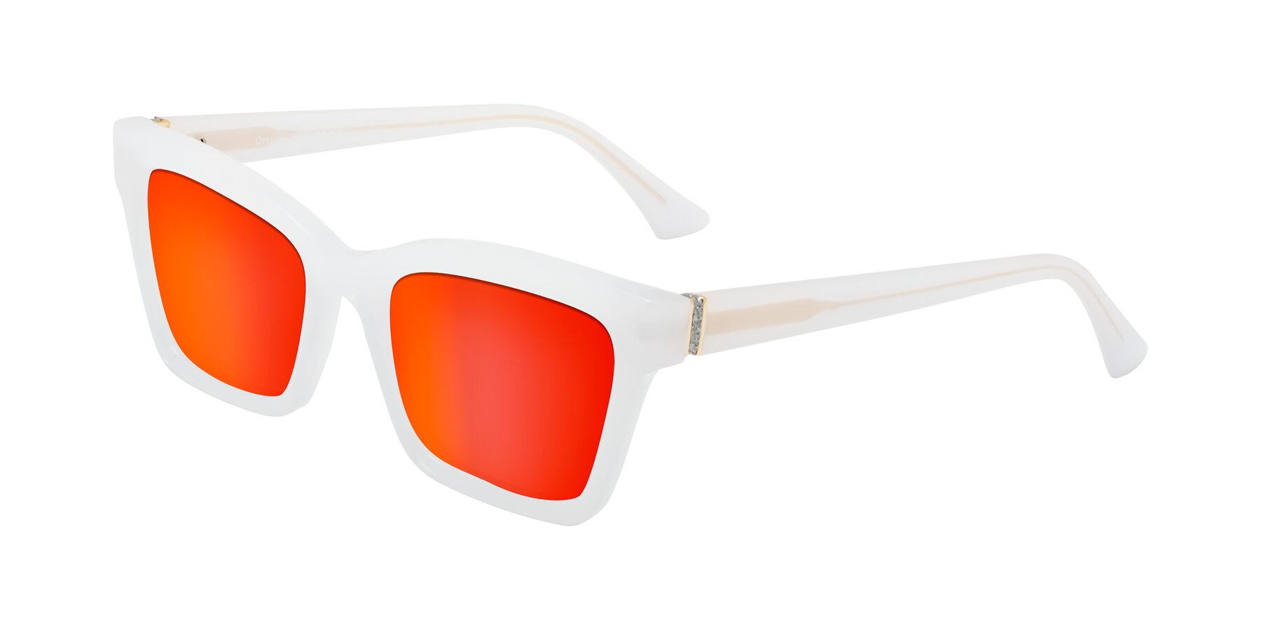 Angle of OHare in Snow White with Red Gold Mirrored Lenses