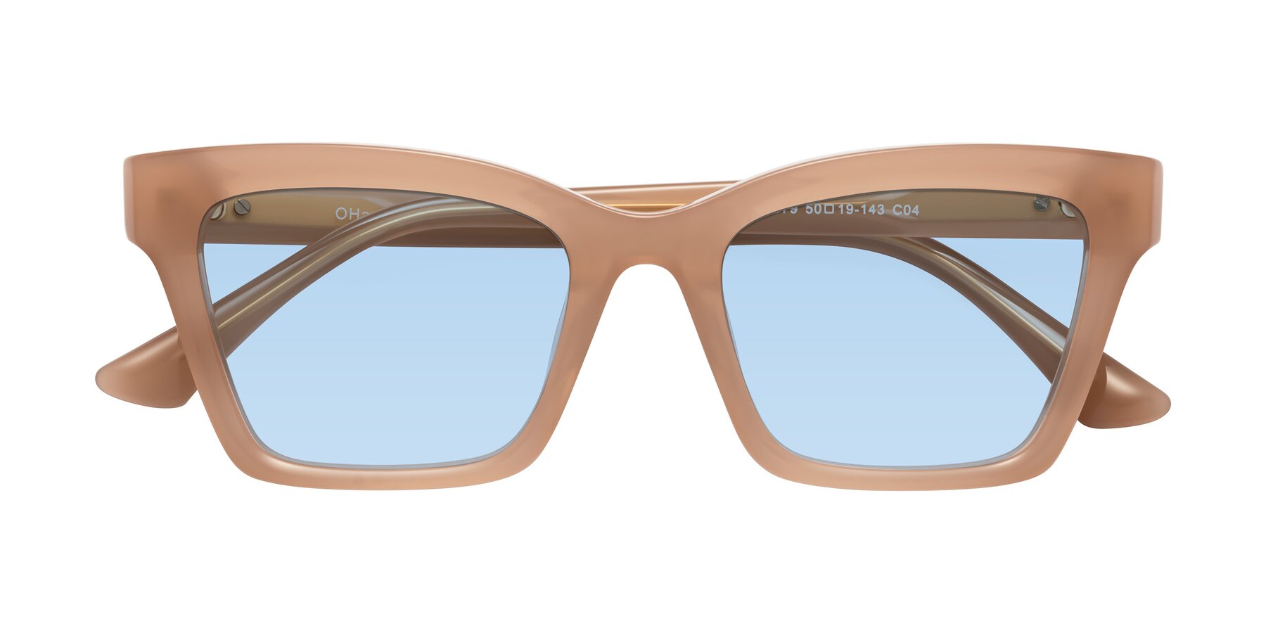 Folded Front of OHare in Peach with Light Blue Tinted Lenses