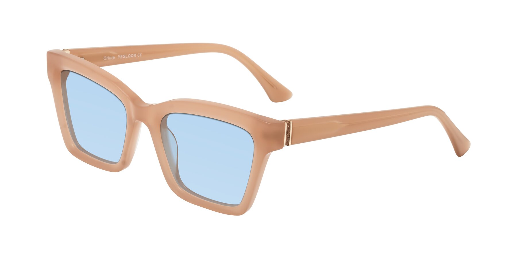 Angle of OHare in Peach with Light Blue Tinted Lenses