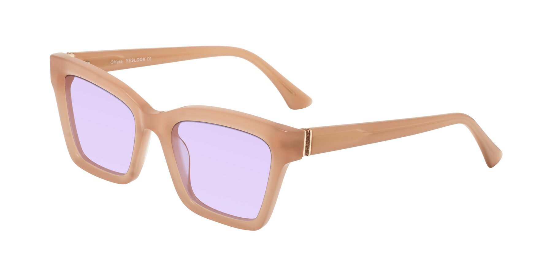 Angle of OHare in Peach with Light Purple Tinted Lenses