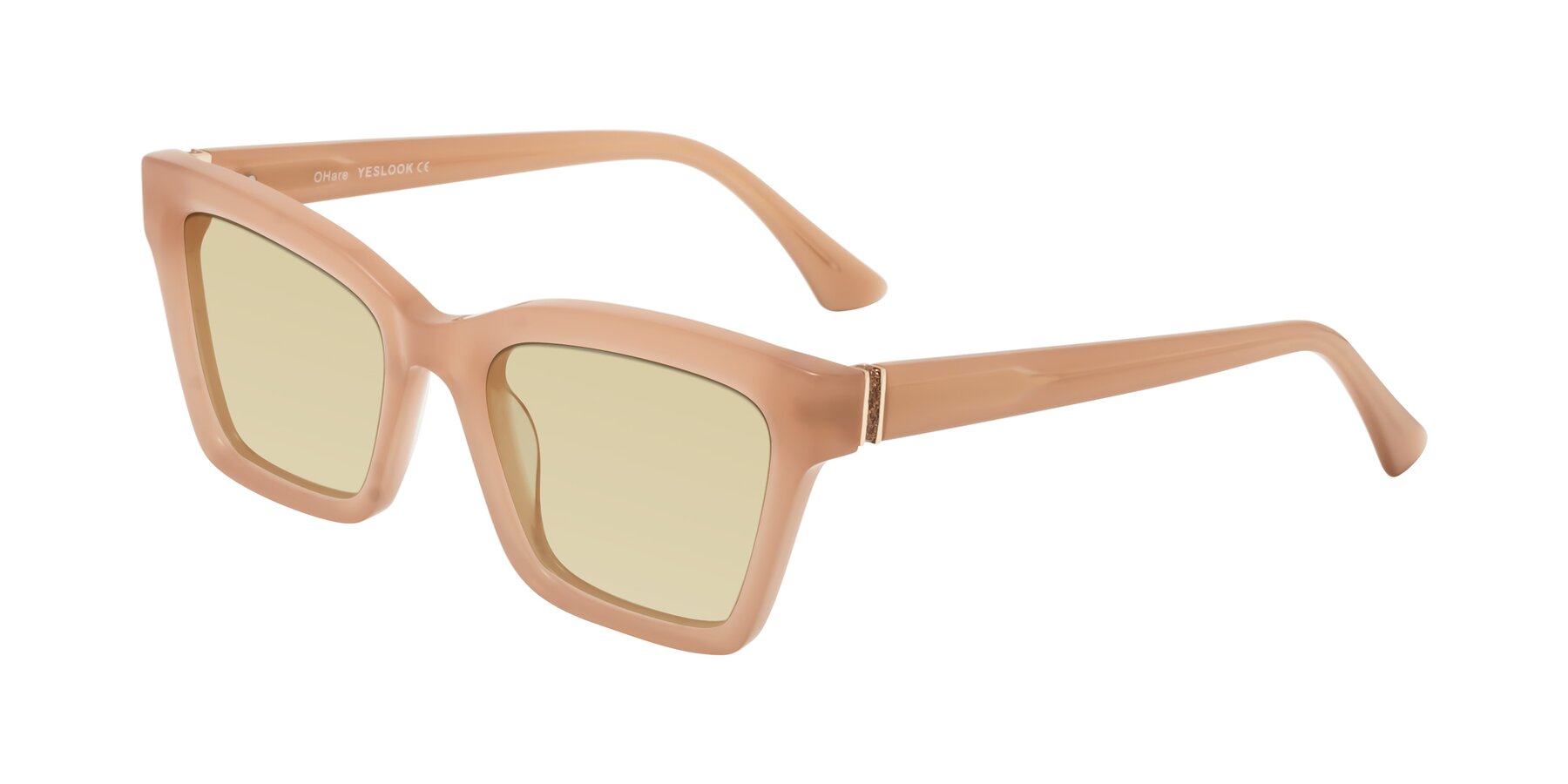 Angle of OHare in Peach with Light Champagne Tinted Lenses
