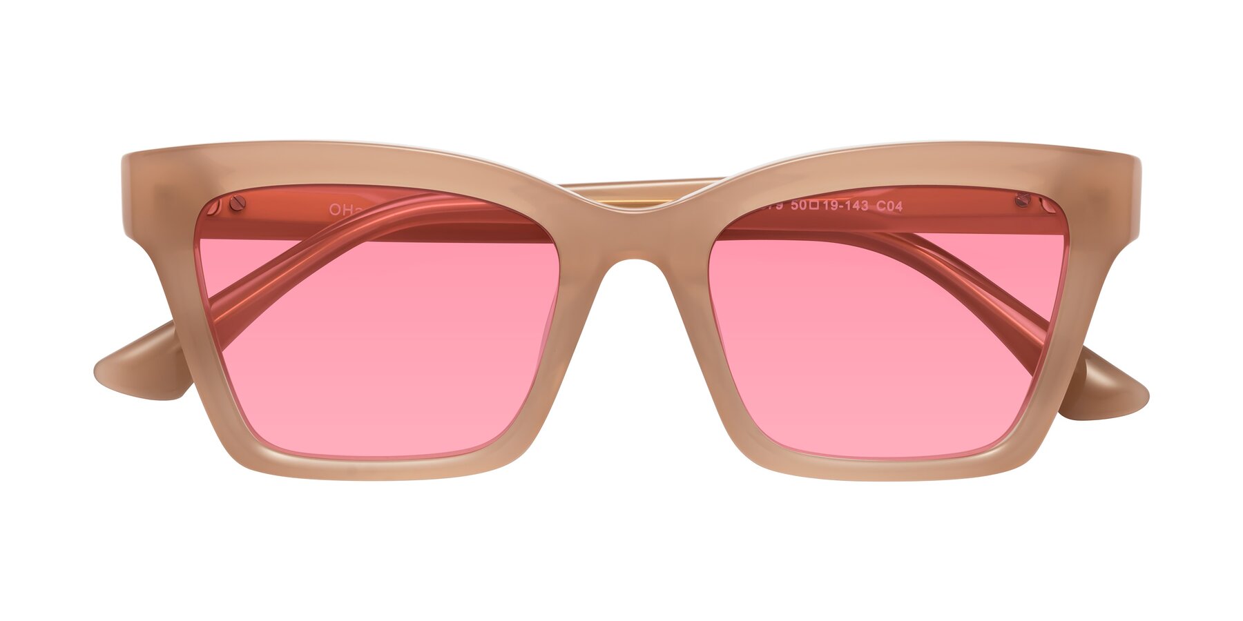 Folded Front of OHare in Peach with Pink Tinted Lenses