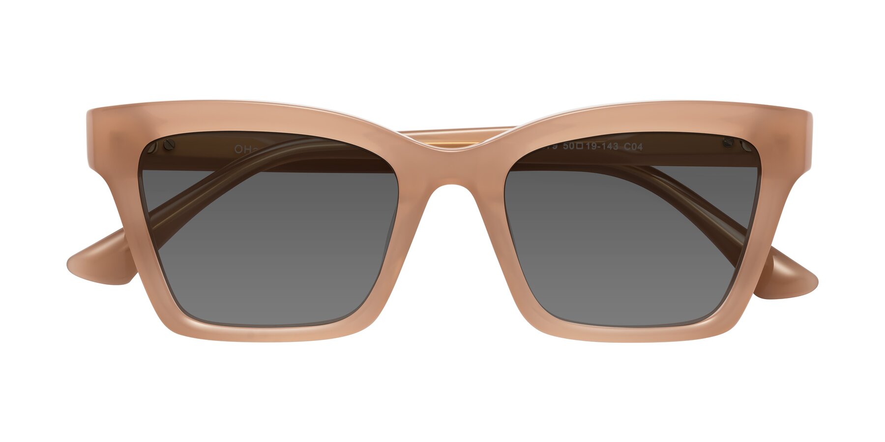 Folded Front of OHare in Peach with Medium Gray Tinted Lenses