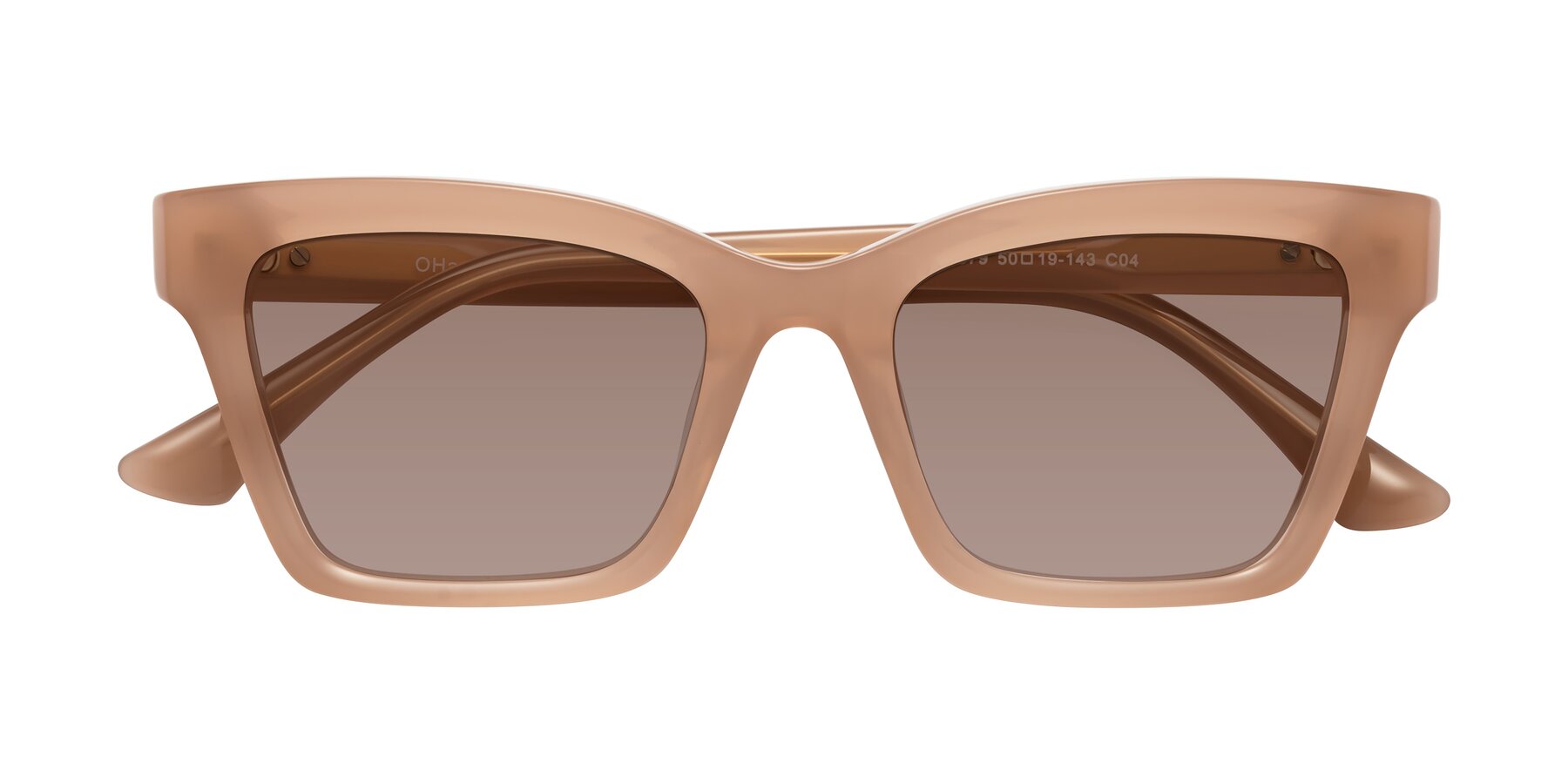 Folded Front of OHare in Peach with Medium Brown Tinted Lenses