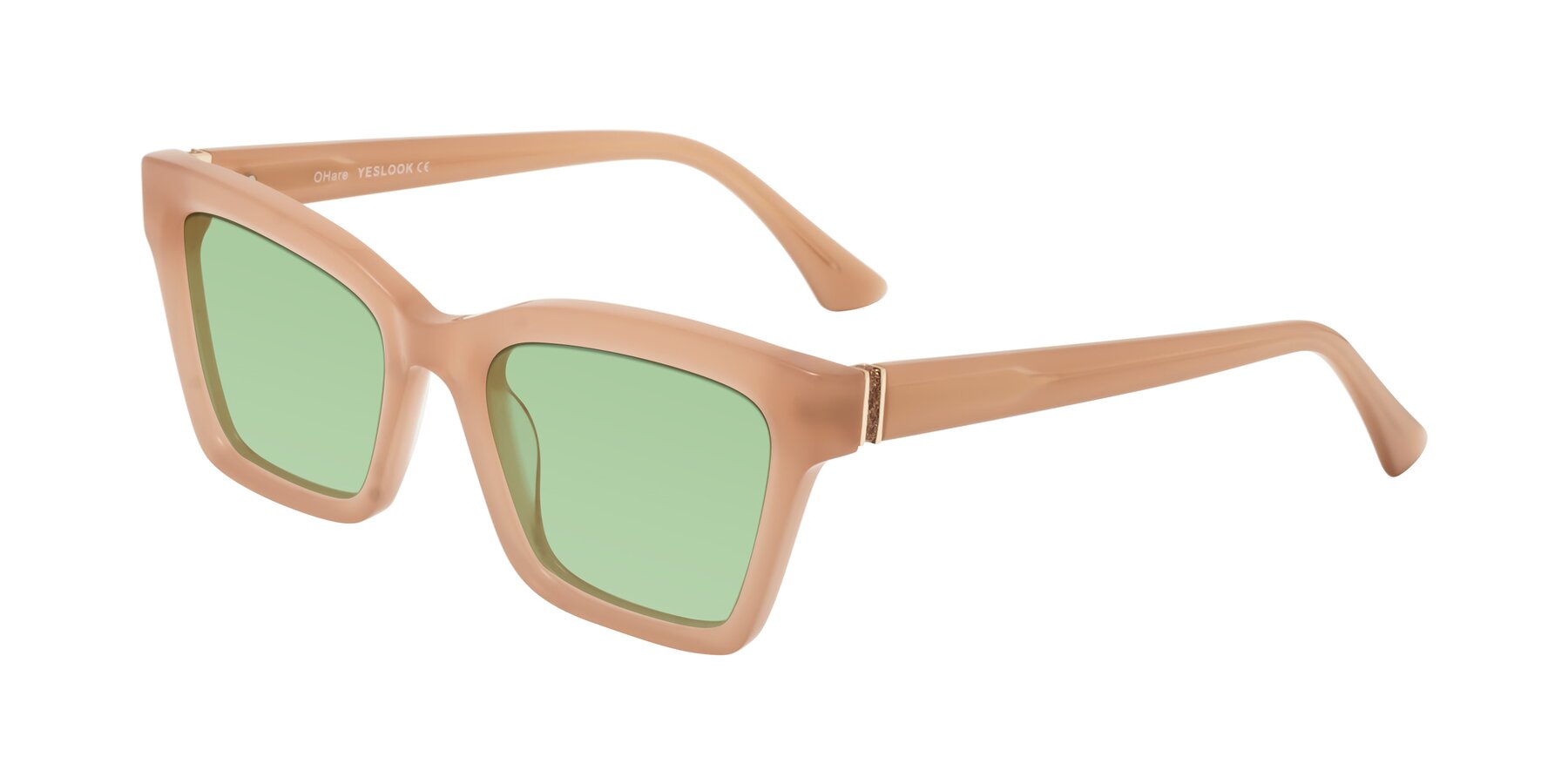 Angle of OHare in Peach with Medium Green Tinted Lenses