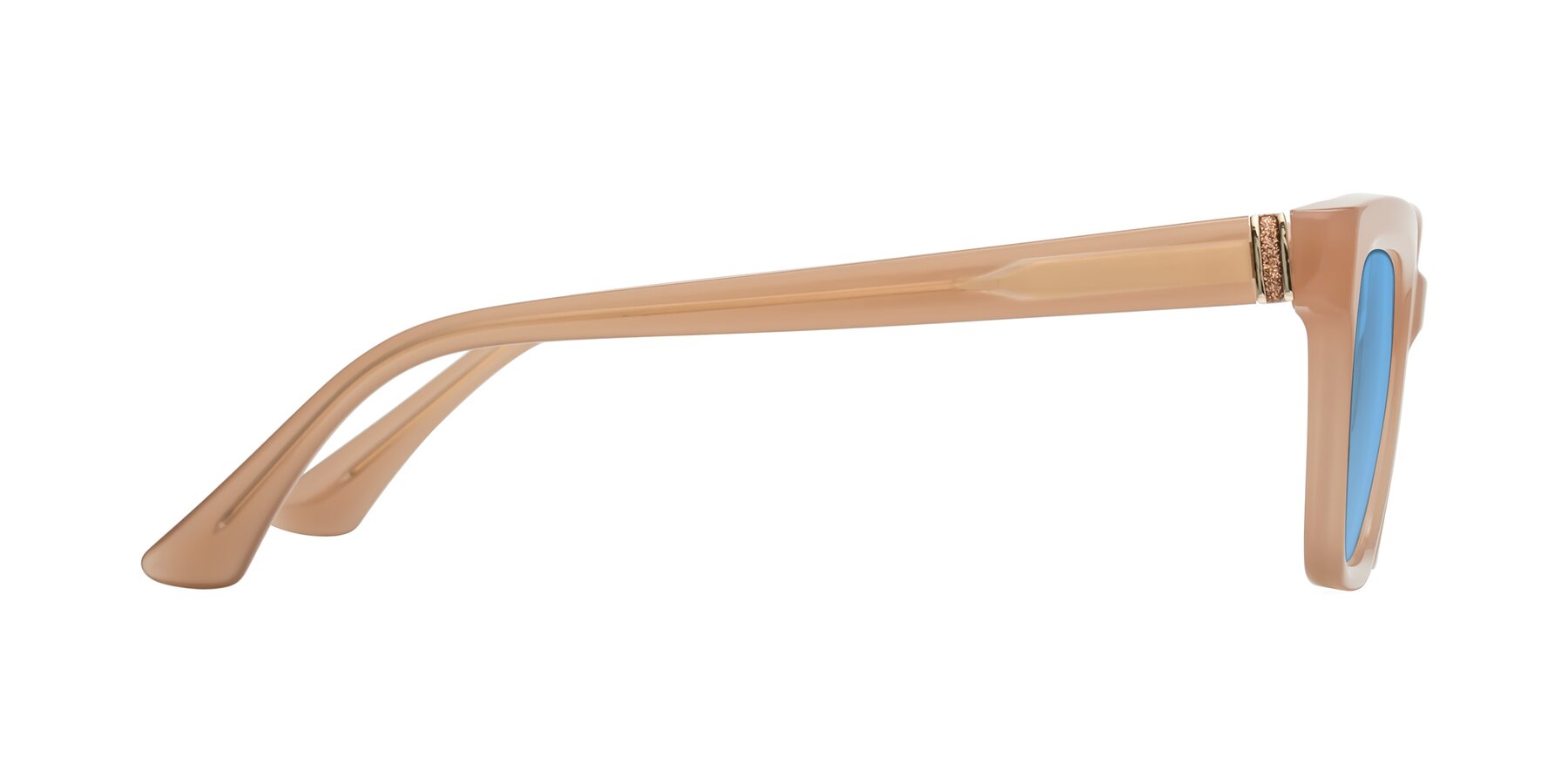 Side of OHare in Peach with Medium Blue Tinted Lenses