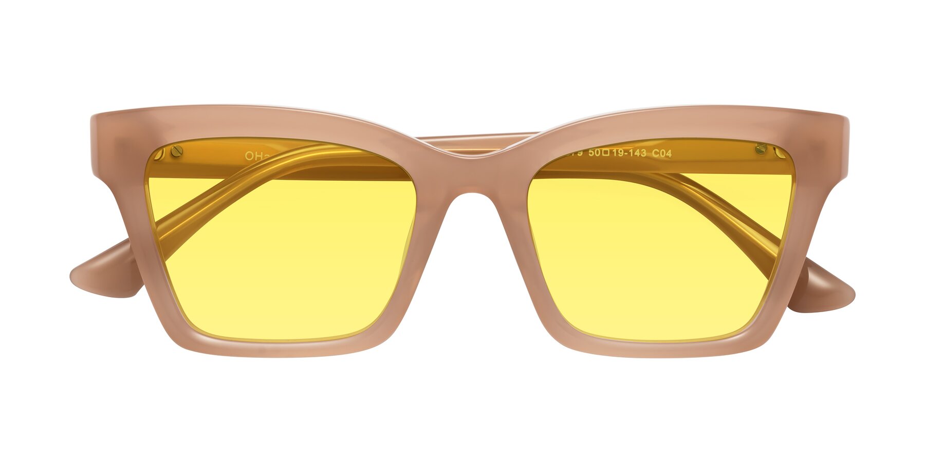 Folded Front of OHare in Peach with Medium Yellow Tinted Lenses