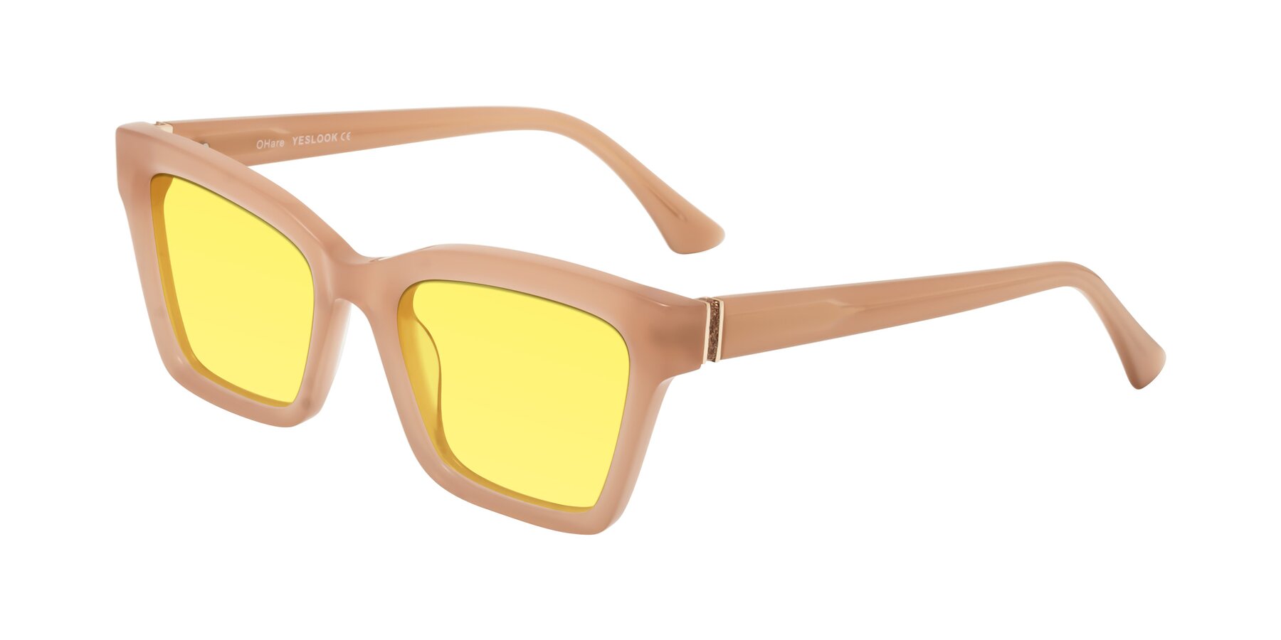 Angle of OHare in Peach with Medium Yellow Tinted Lenses