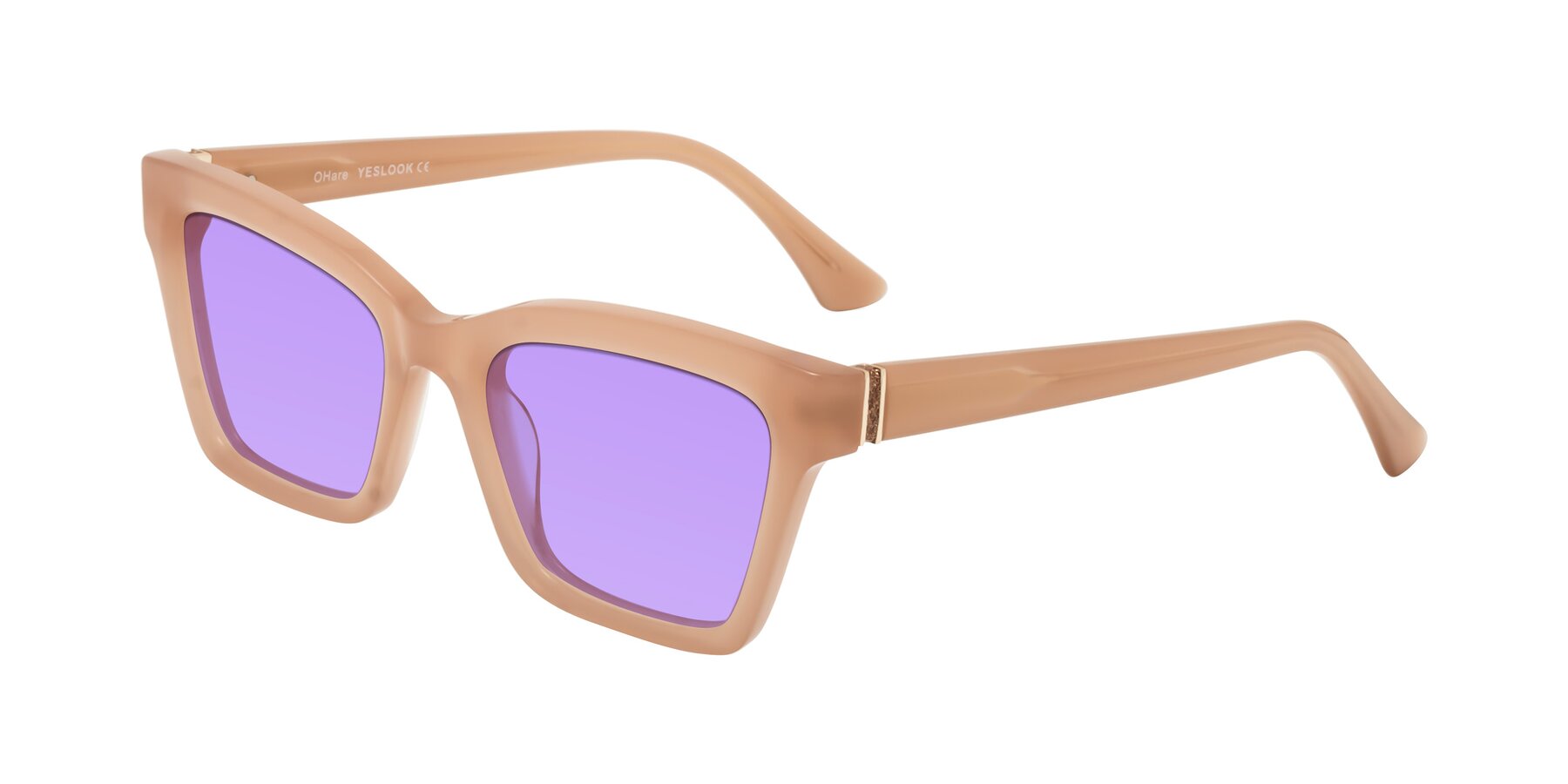 Angle of OHare in Peach with Medium Purple Tinted Lenses