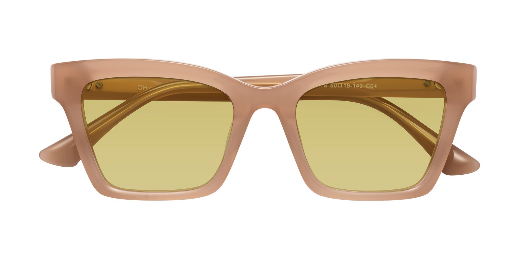 Folded Front of OHare in Peach with Medium Champagne Tinted Lenses