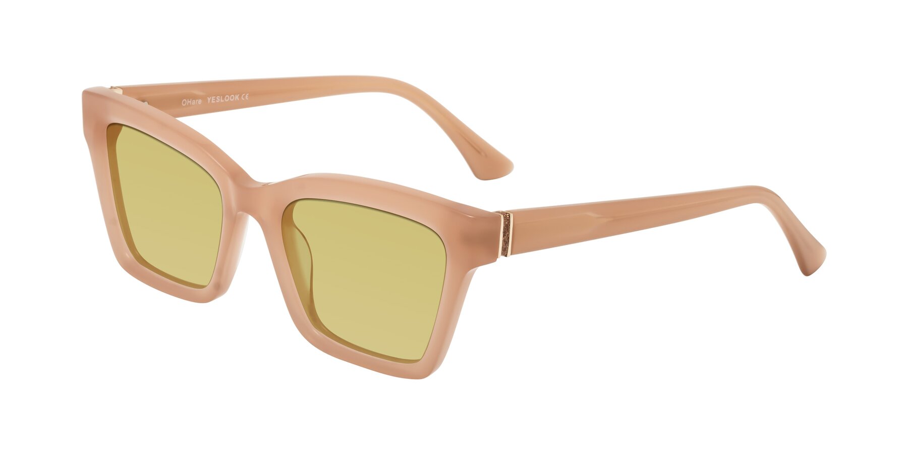 Angle of OHare in Peach with Medium Champagne Tinted Lenses