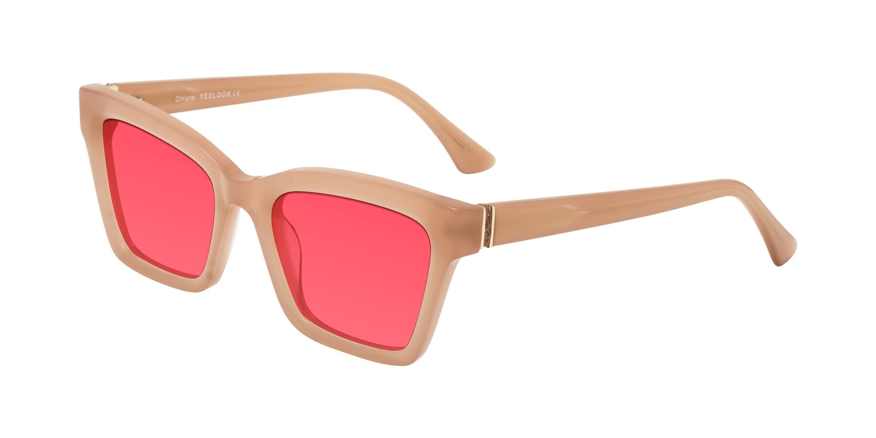 Angle of OHare in Peach with Red Tinted Lenses