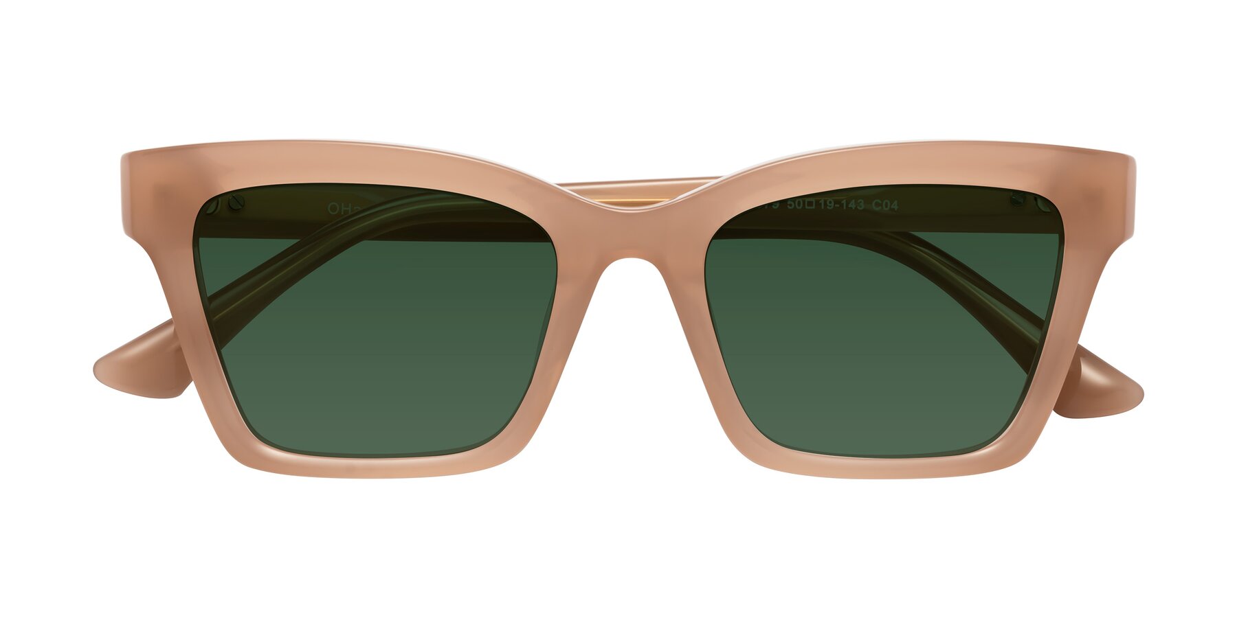 Folded Front of OHare in Peach with Green Tinted Lenses