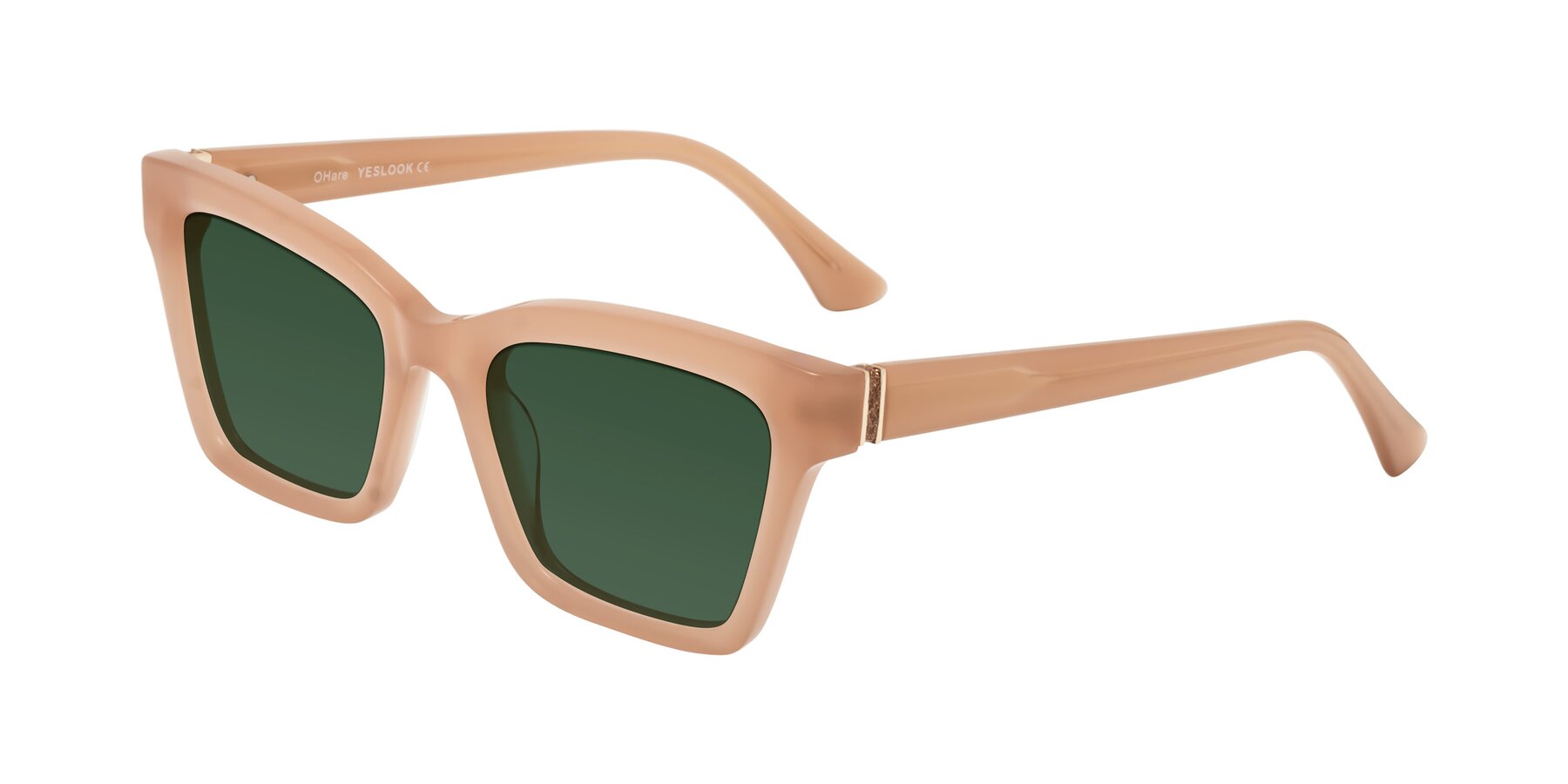 Angle of OHare in Peach with Green Tinted Lenses
