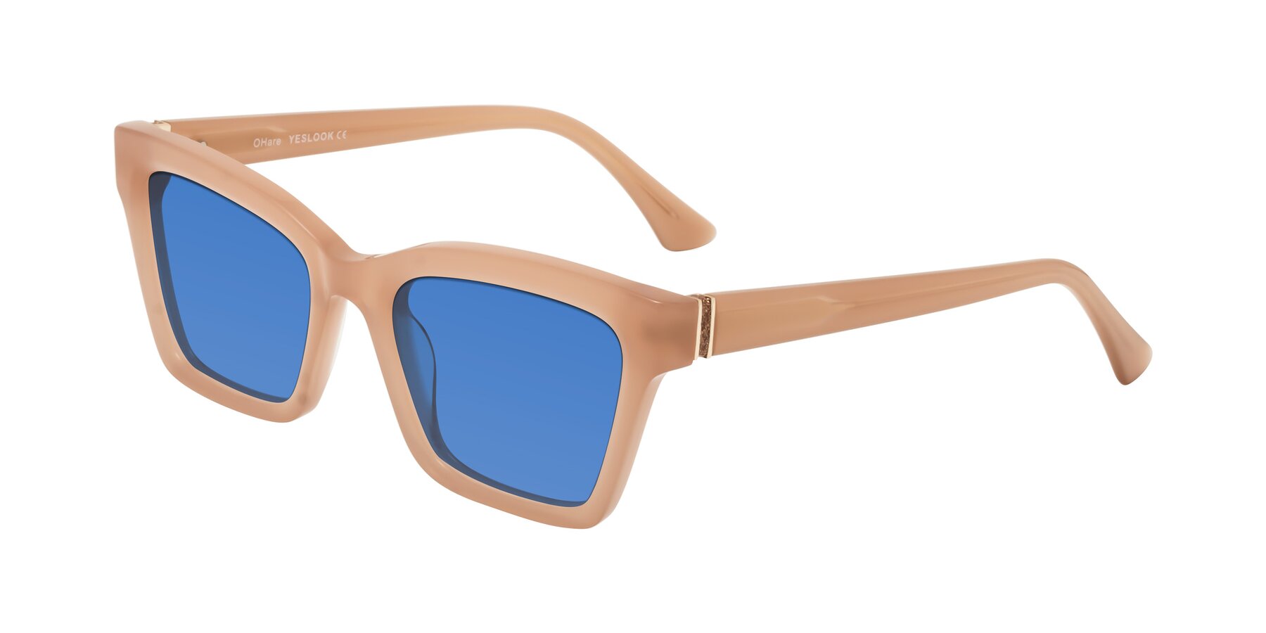 Angle of OHare in Peach with Blue Tinted Lenses