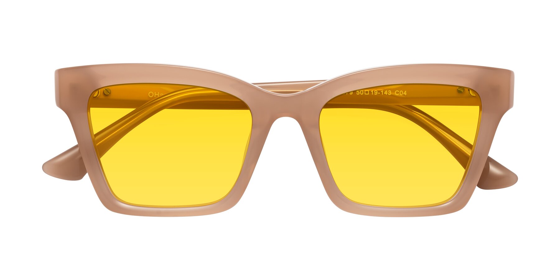 Folded Front of OHare in Peach with Yellow Tinted Lenses