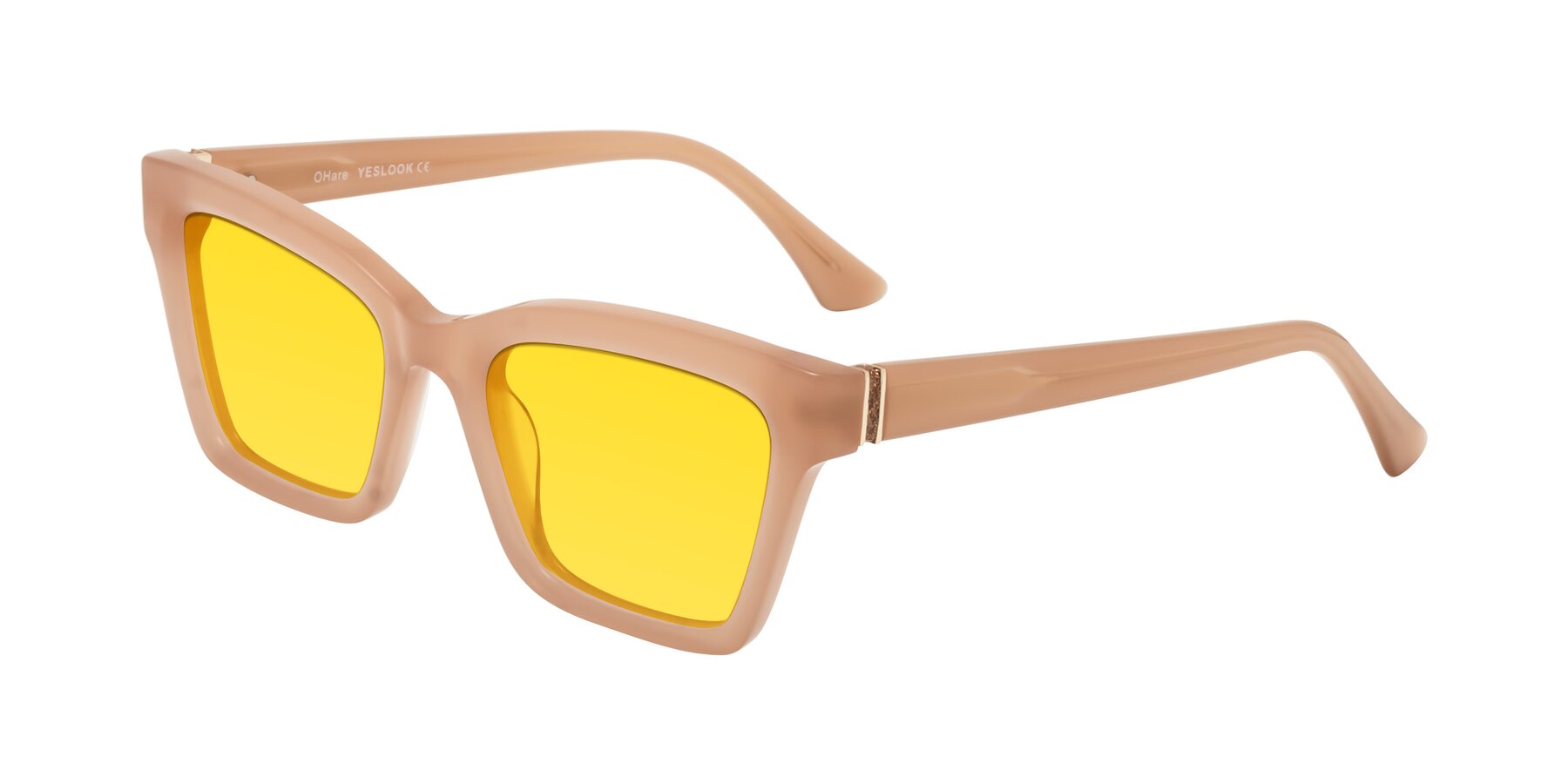 Angle of OHare in Peach with Yellow Tinted Lenses