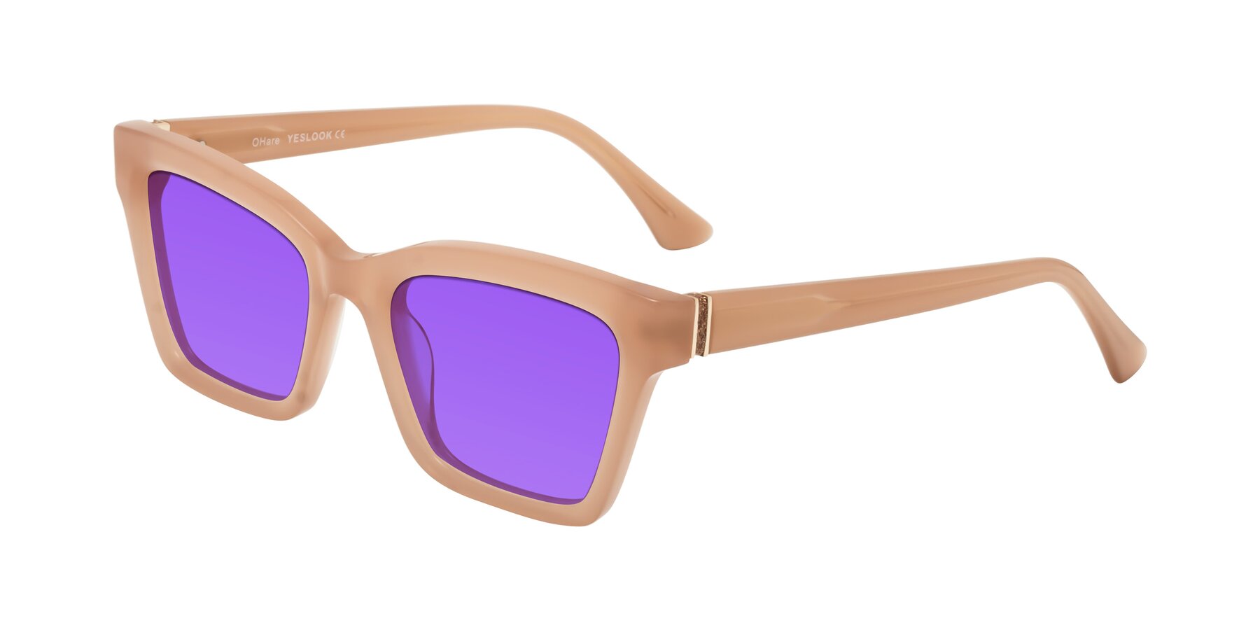 Angle of OHare in Peach with Purple Tinted Lenses