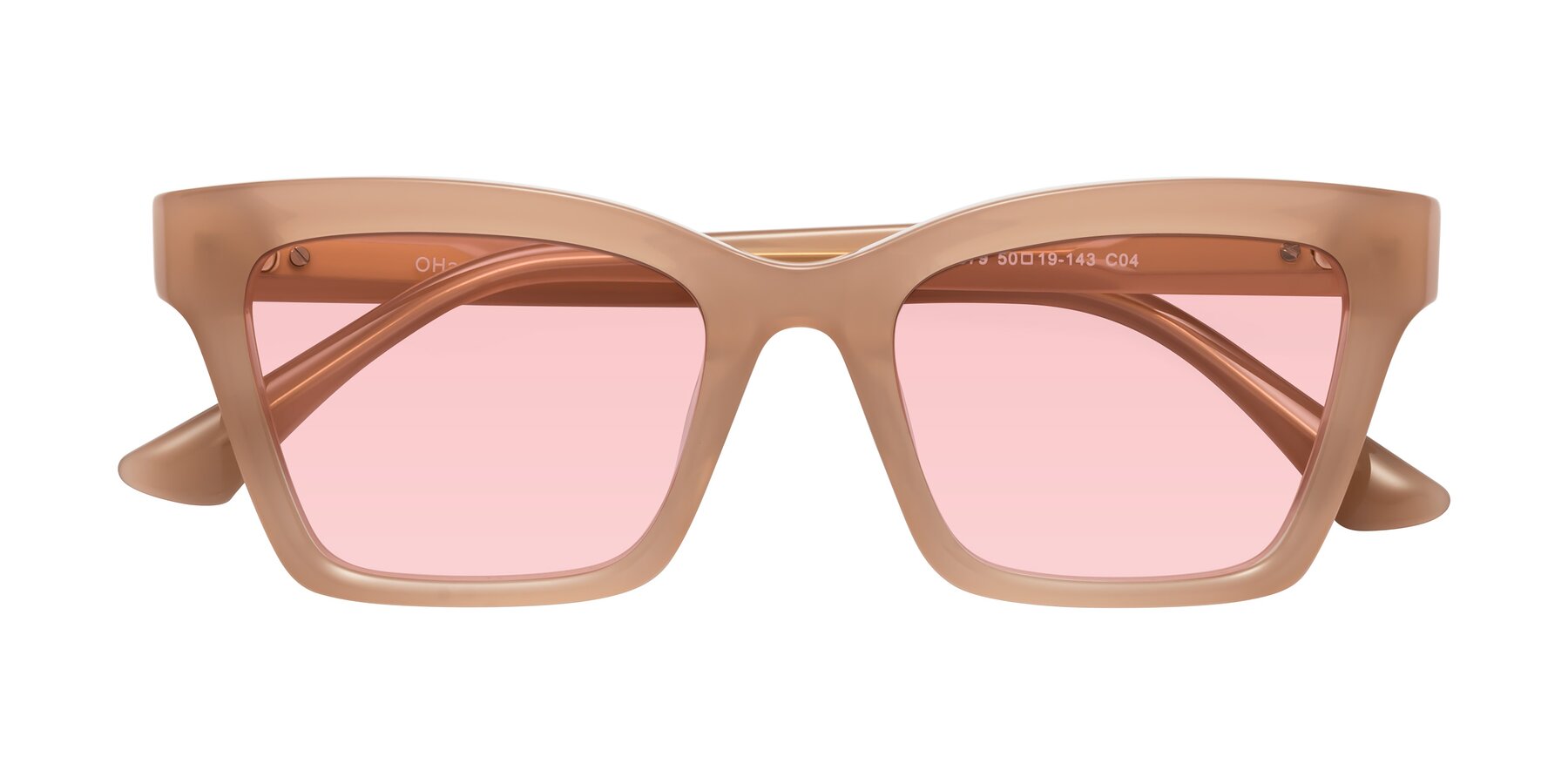 Folded Front of OHare in Peach with Light Garnet Tinted Lenses