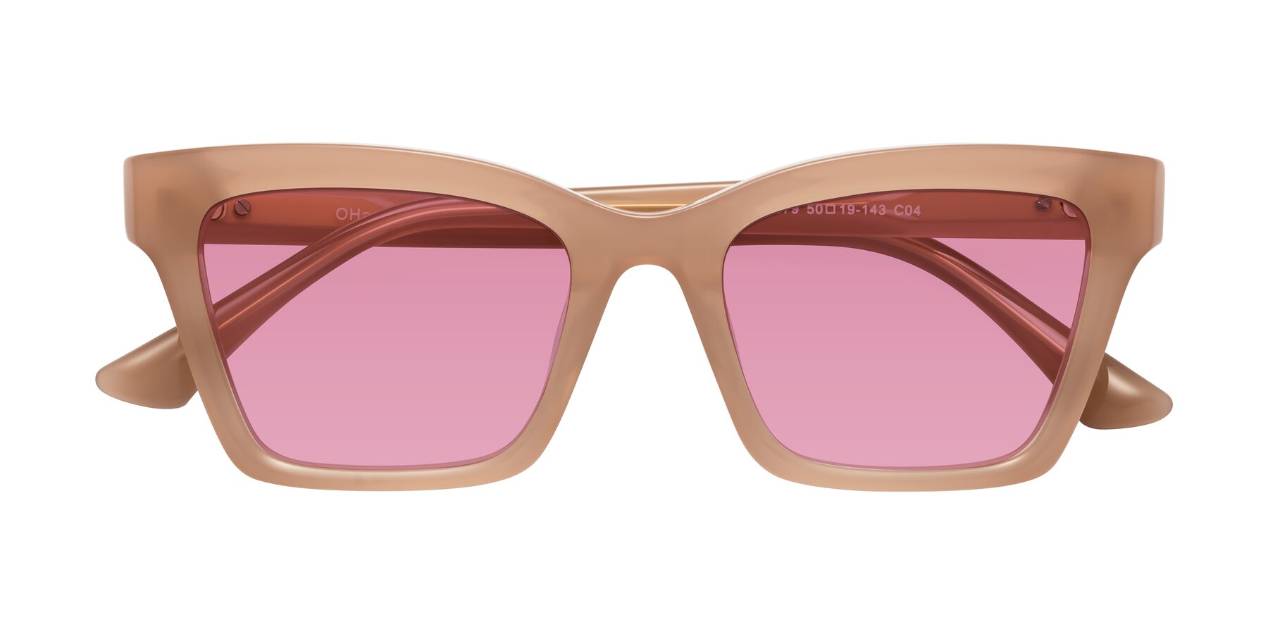 Folded Front of OHare in Peach with Medium Wine Tinted Lenses