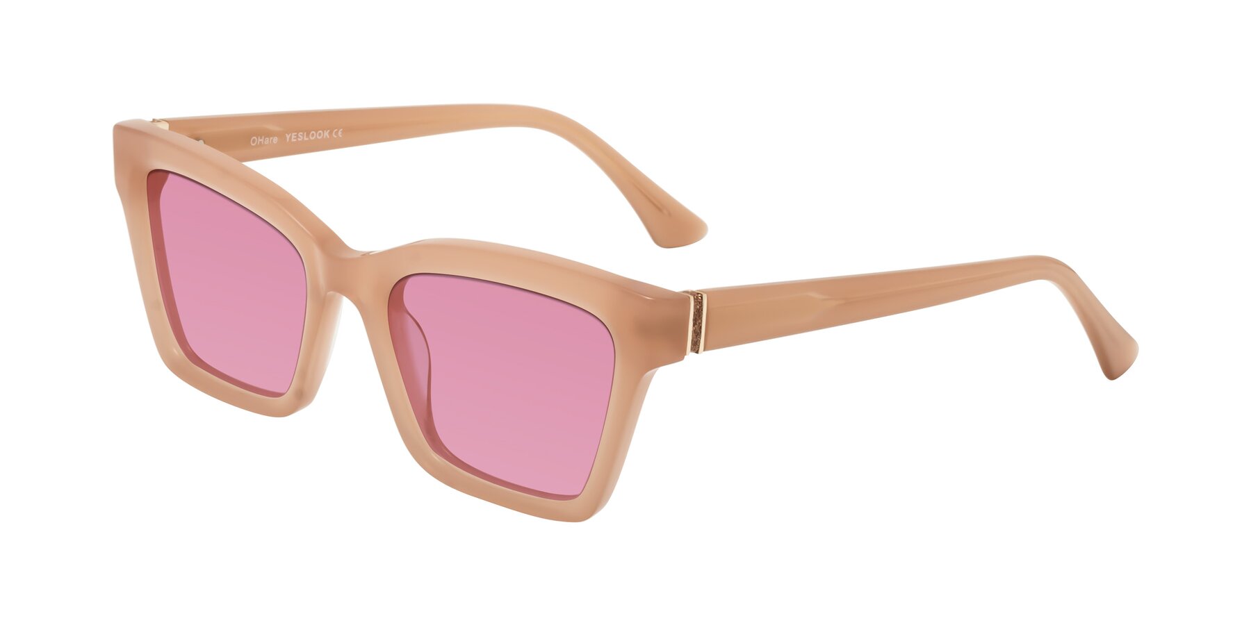 Angle of OHare in Peach with Medium Wine Tinted Lenses