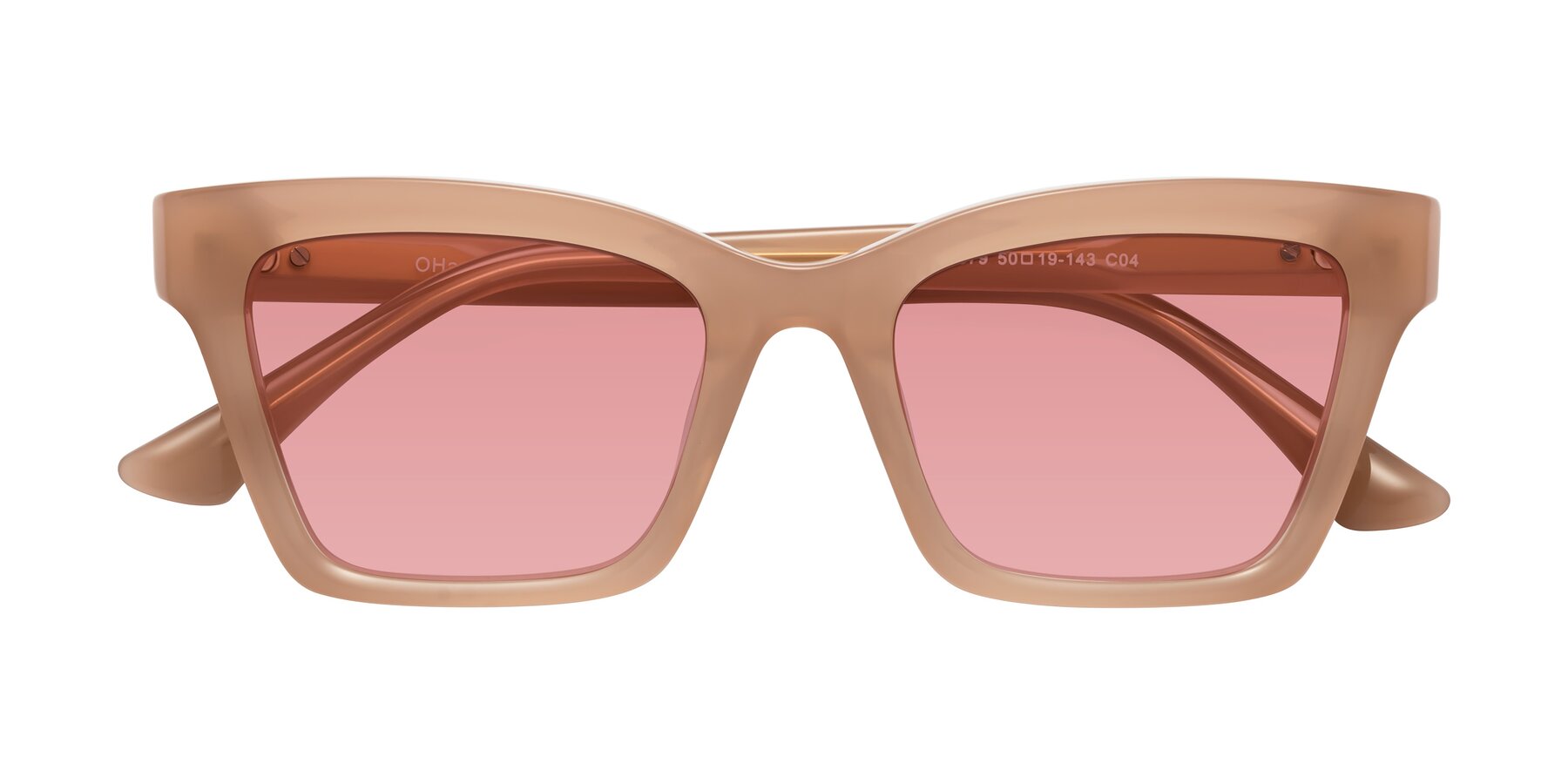 Folded Front of OHare in Peach with Medium Garnet Tinted Lenses