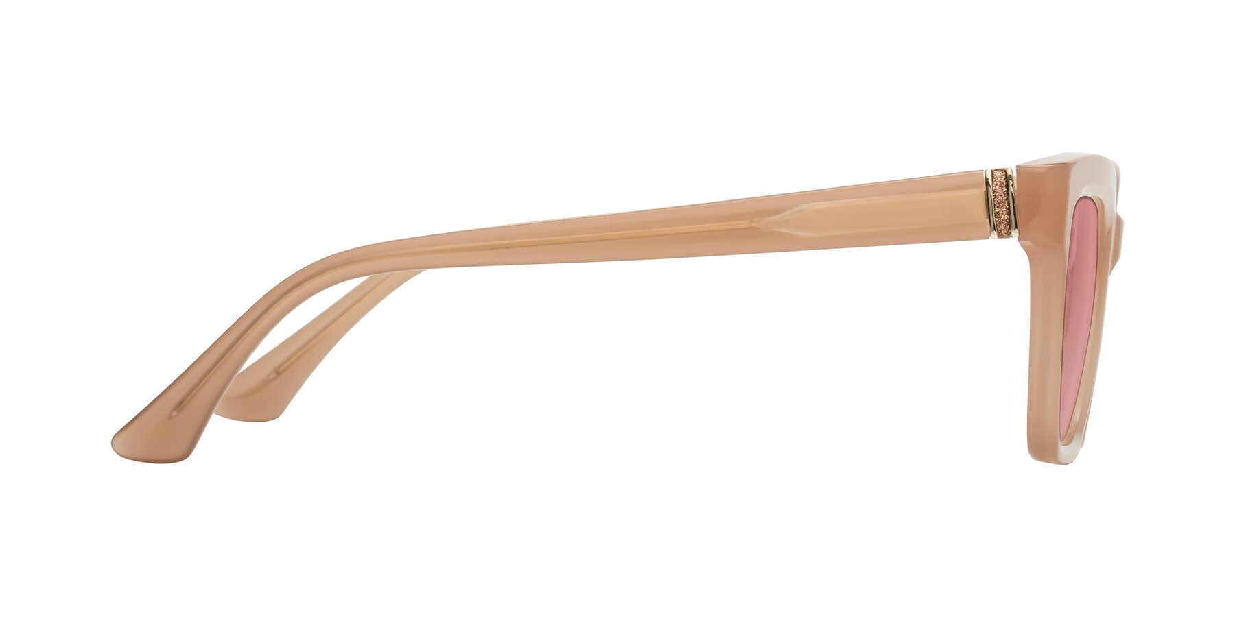 Side of OHare in Peach with Medium Garnet Tinted Lenses