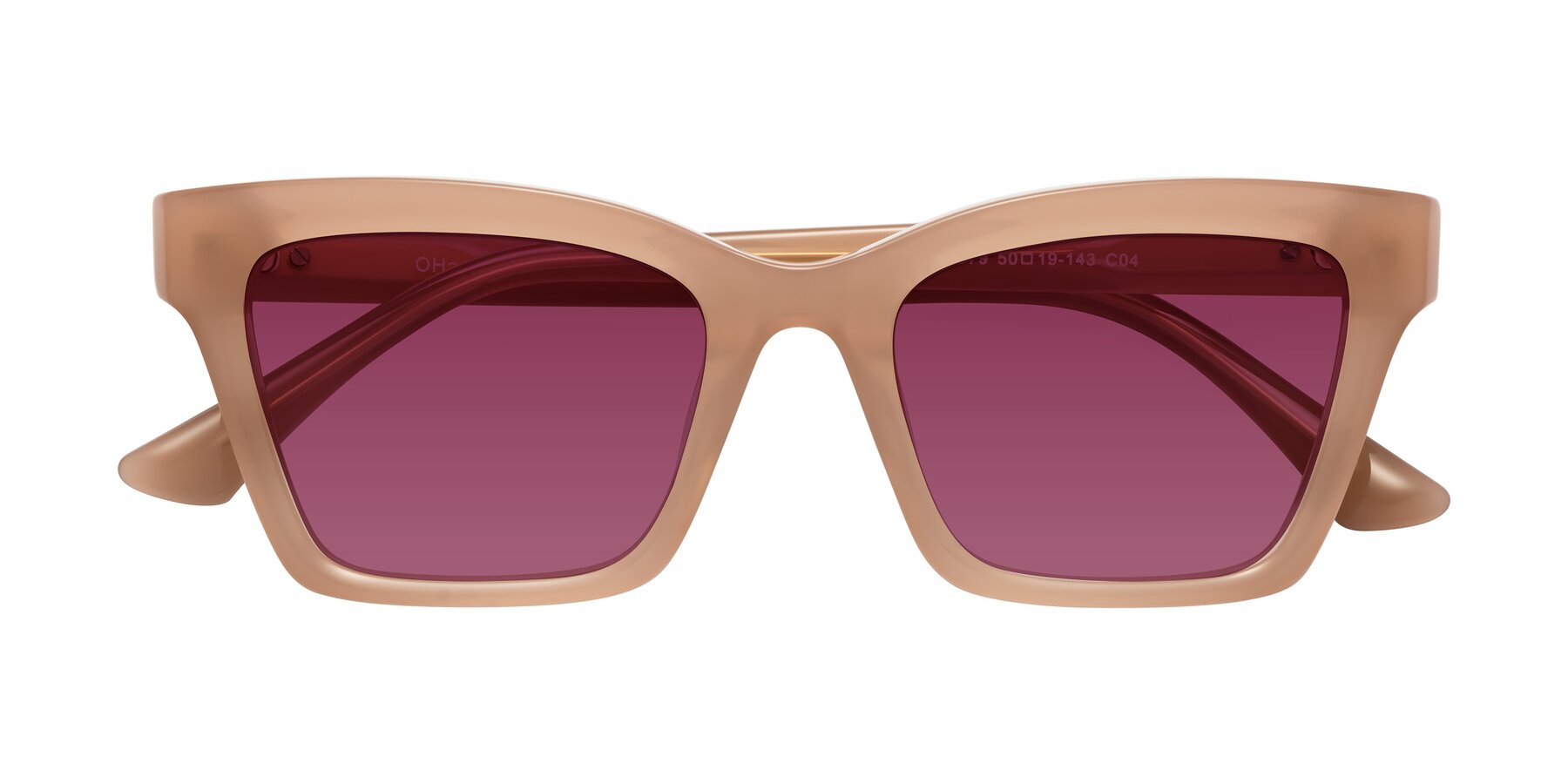 Folded Front of OHare in Peach with Wine Tinted Lenses