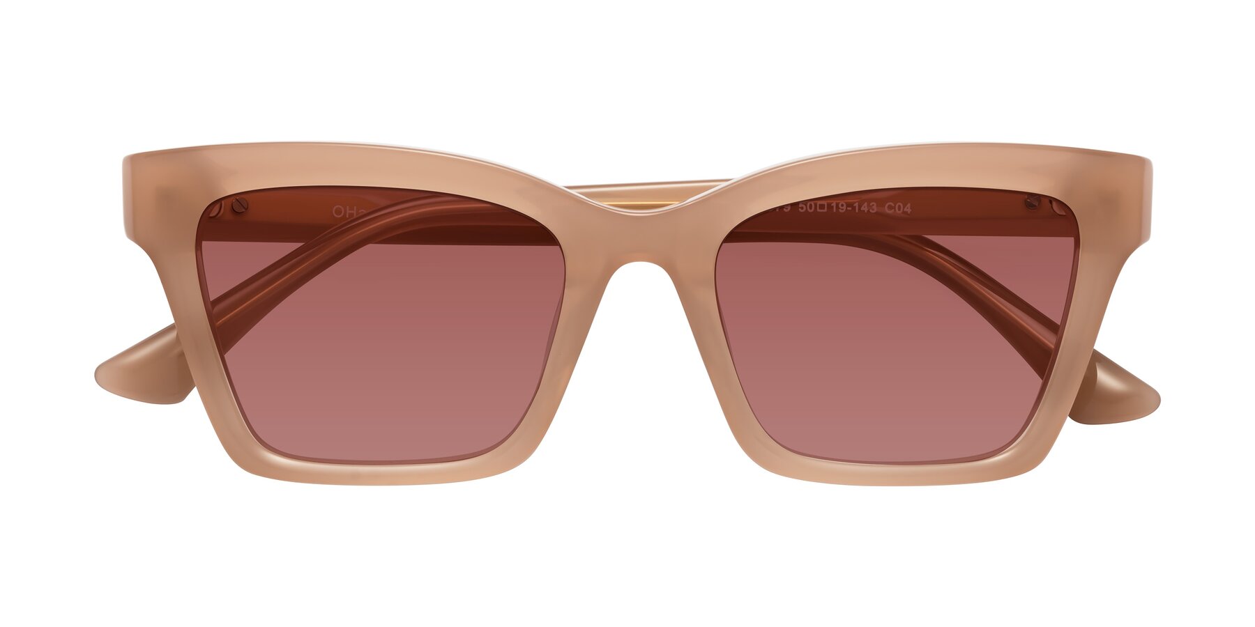 Folded Front of OHare in Peach with Garnet Tinted Lenses