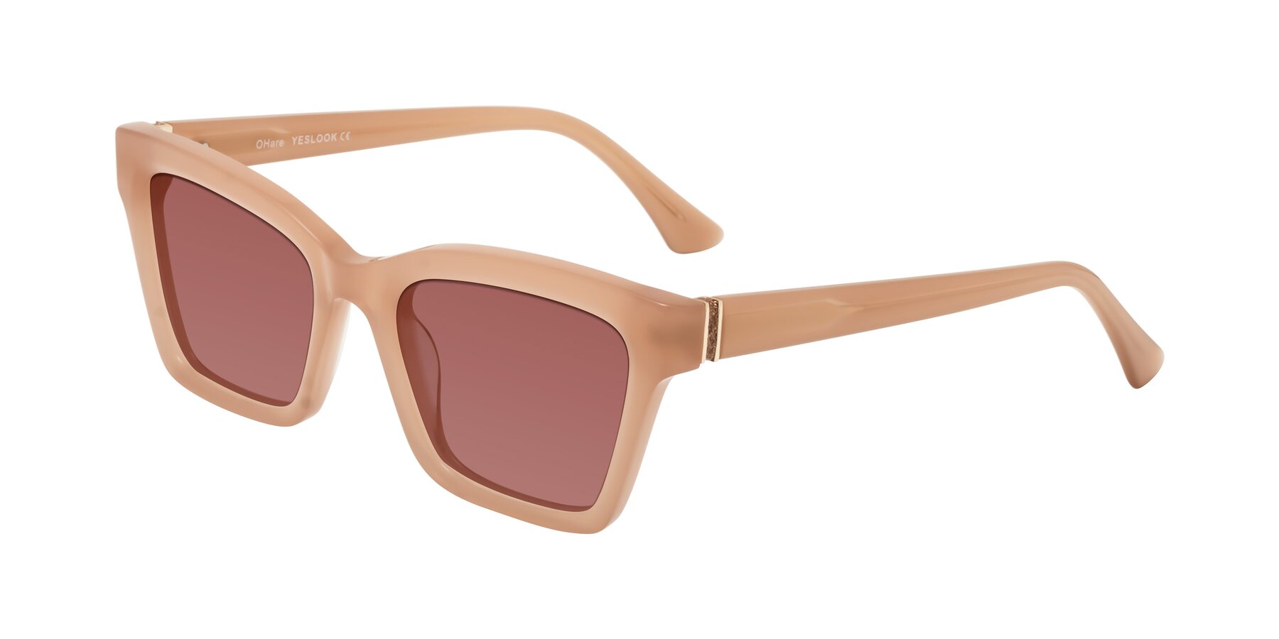 Angle of OHare in Peach with Garnet Tinted Lenses