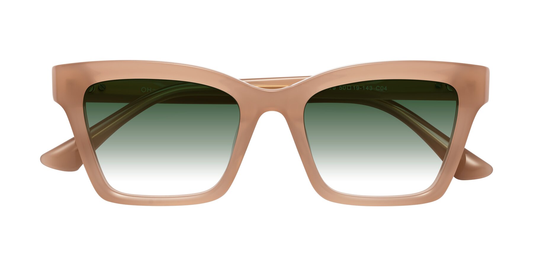 Folded Front of OHare in Peach with Green Gradient Lenses