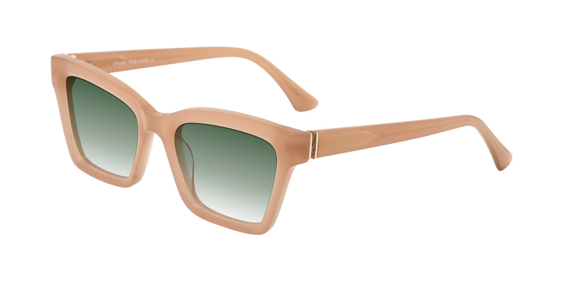 Angle of OHare in Peach with Green Gradient Lenses
