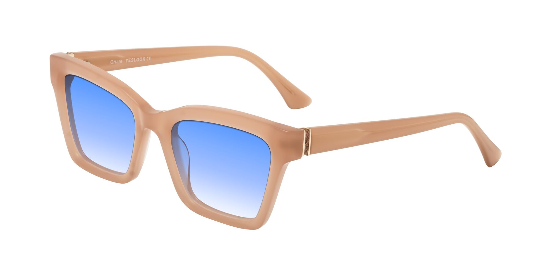Angle of OHare in Peach with Blue Gradient Lenses