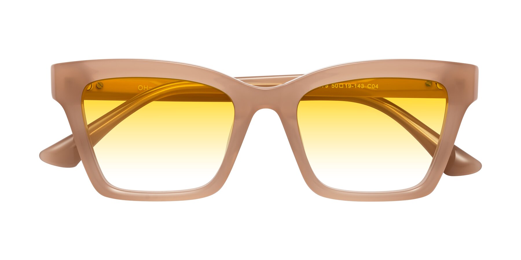 Folded Front of OHare in Peach with Yellow Gradient Lenses