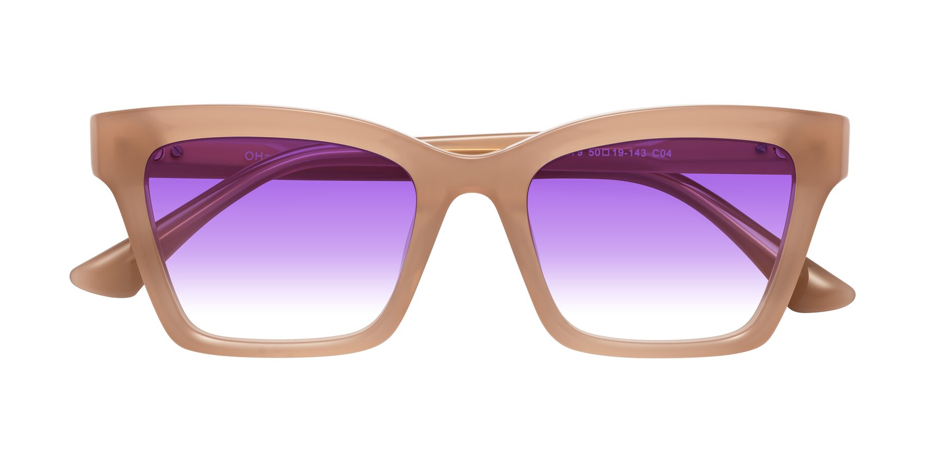 Folded Front of OHare in Peach with Purple Gradient Lenses
