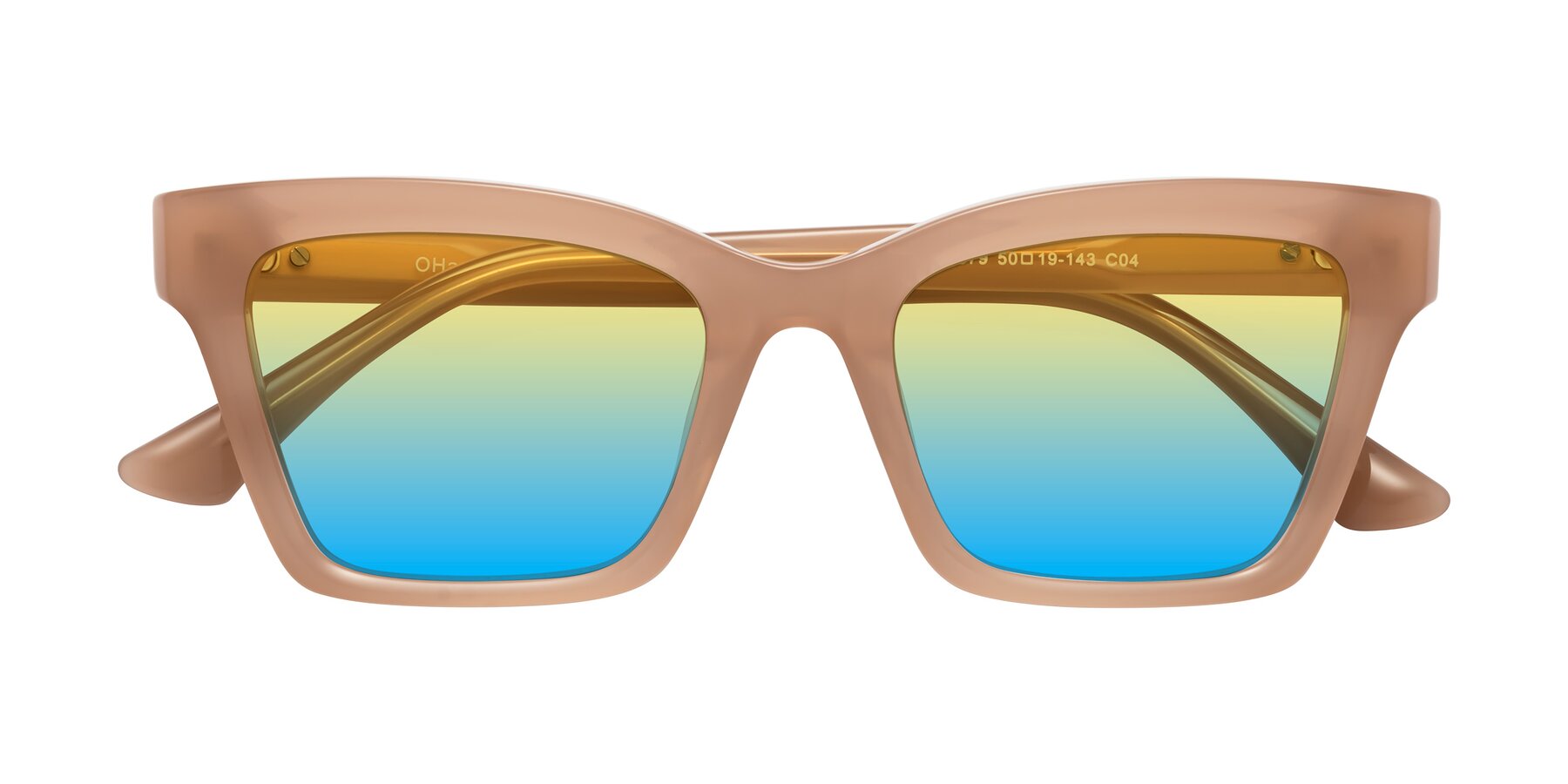 Folded Front of OHare in Peach with Yellow / Blue Gradient Lenses