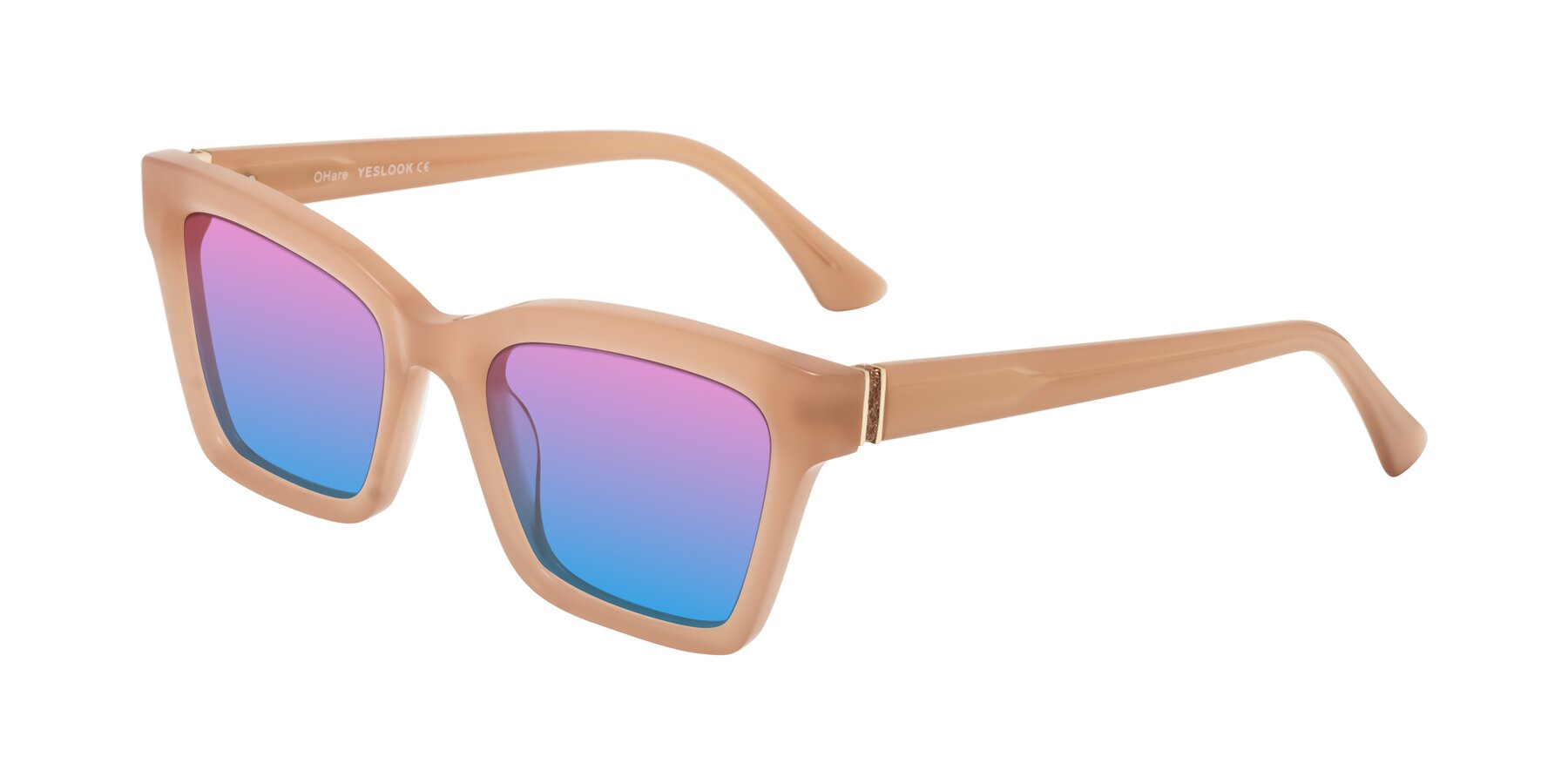 Angle of OHare in Peach with Pink / Blue Gradient Lenses