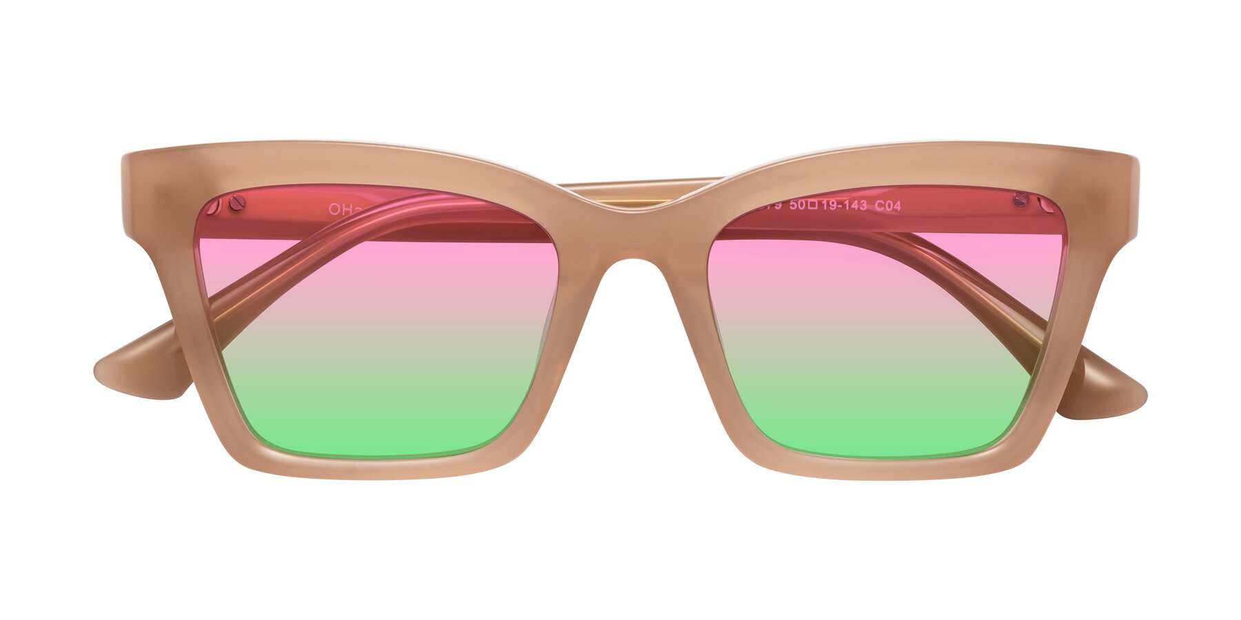 Folded Front of OHare in Peach with Pink / Green Gradient Lenses