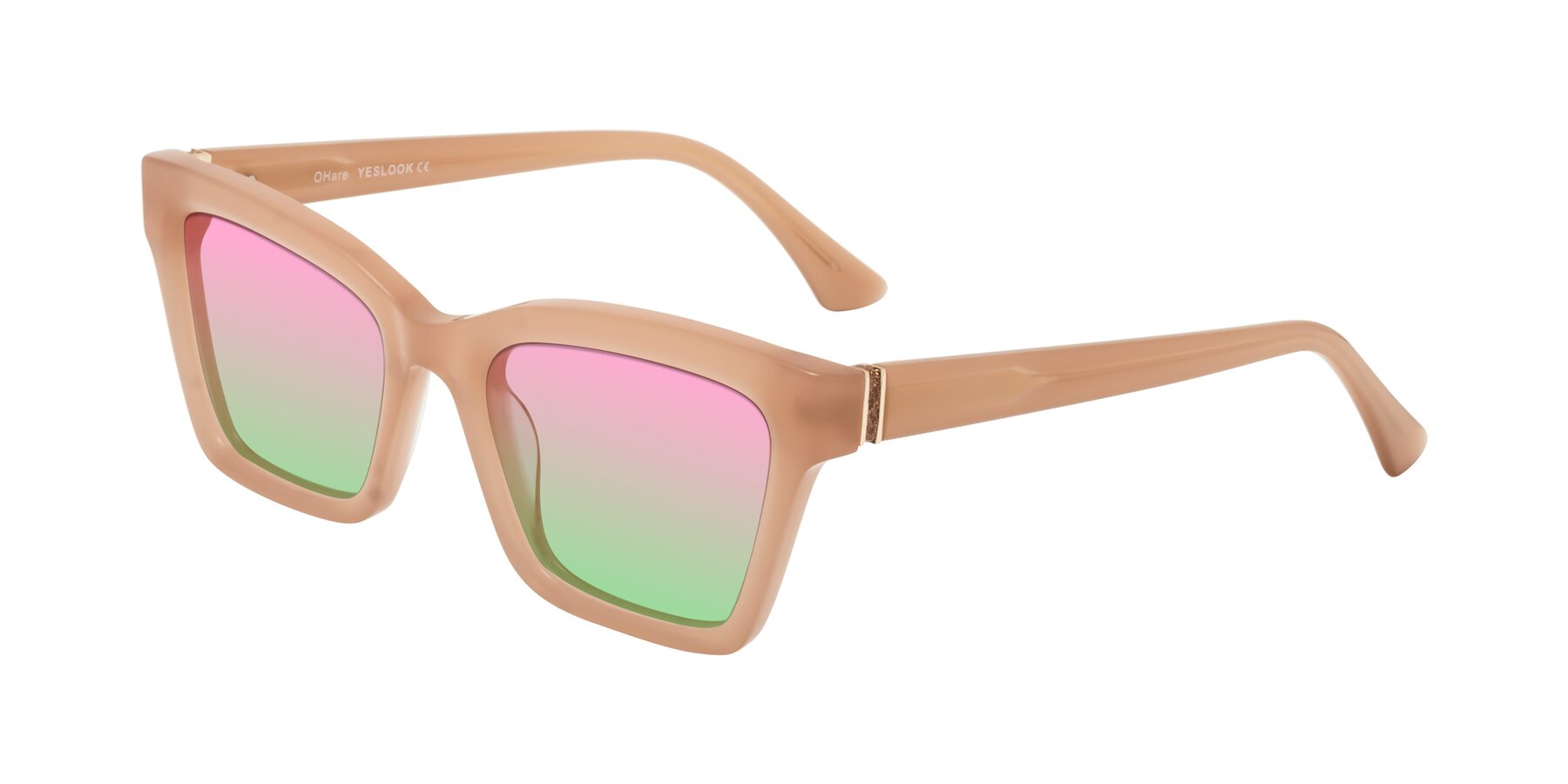 Angle of OHare in Peach with Pink / Green Gradient Lenses