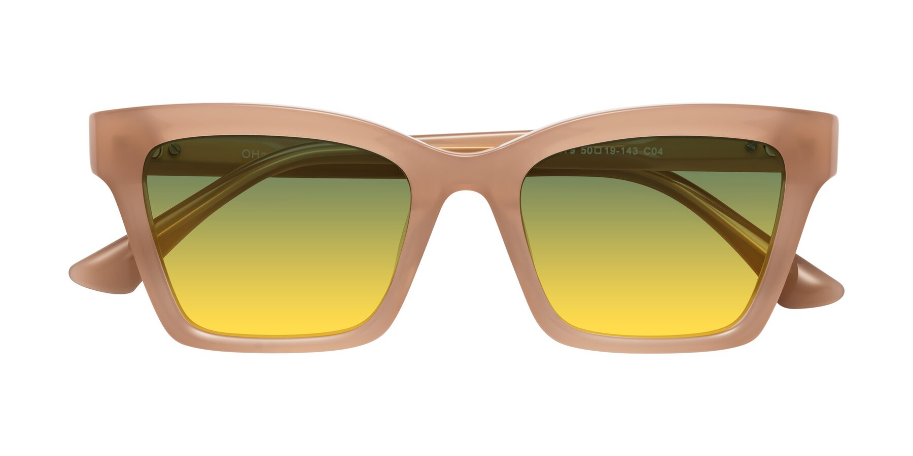Folded Front of OHare in Peach with Green / Yellow Gradient Lenses